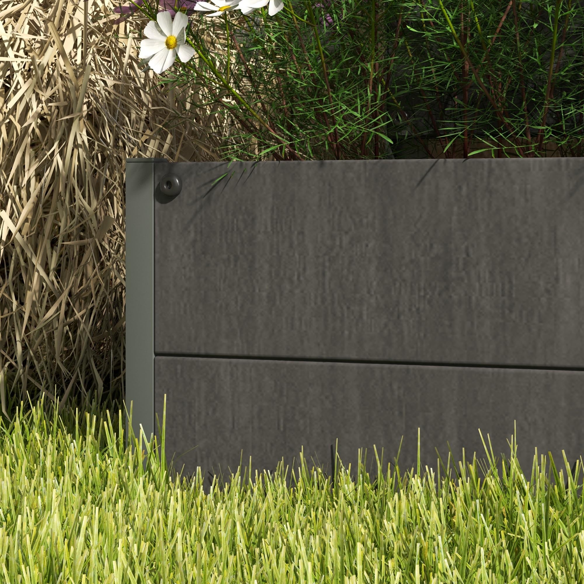 Outsunny Jardinière de jardin avec treillis pour plantes grimpantes, vignes, fleurs, plate-bande surélevée autoportante pour jardin, extérieur, terrasse, jardinière avec espace de drainage, gris foncé