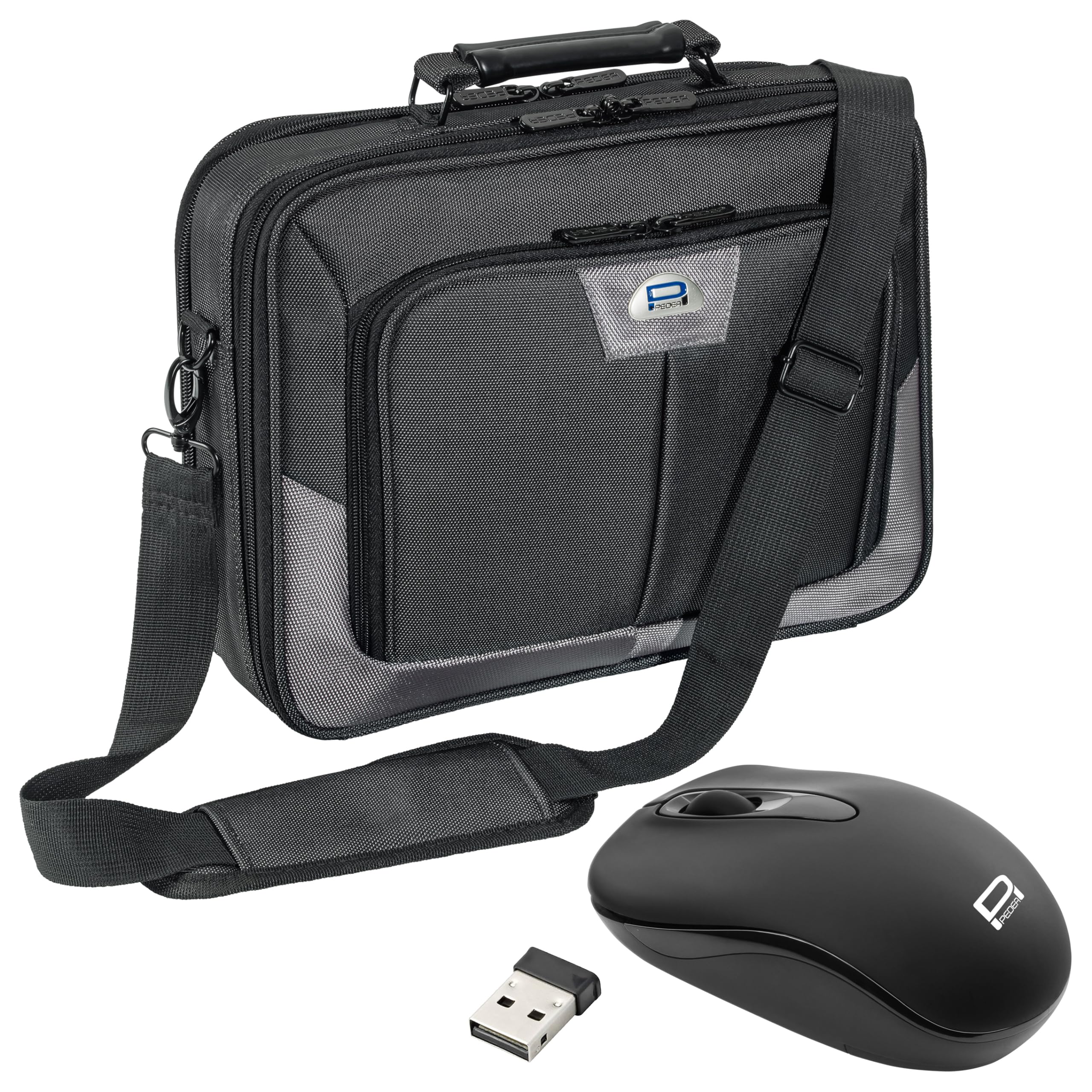PEDEA Torba na laptopa "Premium" torba na notebooka do 13,3 cala (33,8 cm) torba na ramię z paskiem na ramię w zestawie mysz bezprzewodowa, szara, torba z myszką, 13,3 Zoll, torba na ramię
