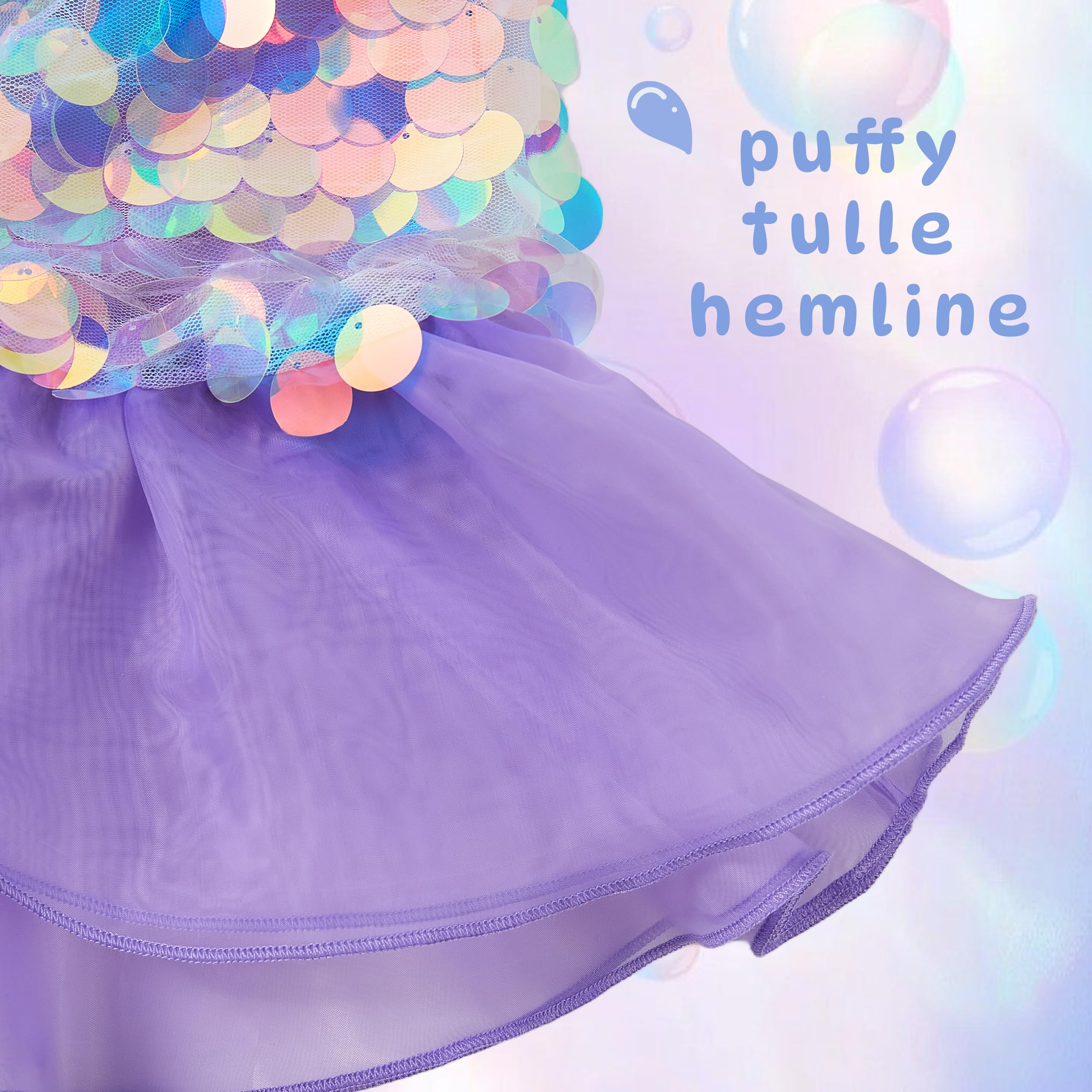 Miipat Jupe Fille Paillettes Enfant Jupes Sirène avec Doublure Taille Élastique Glitter Jupe Queue de Sirène pour Petite Fille Anniversaire Fête Plage
