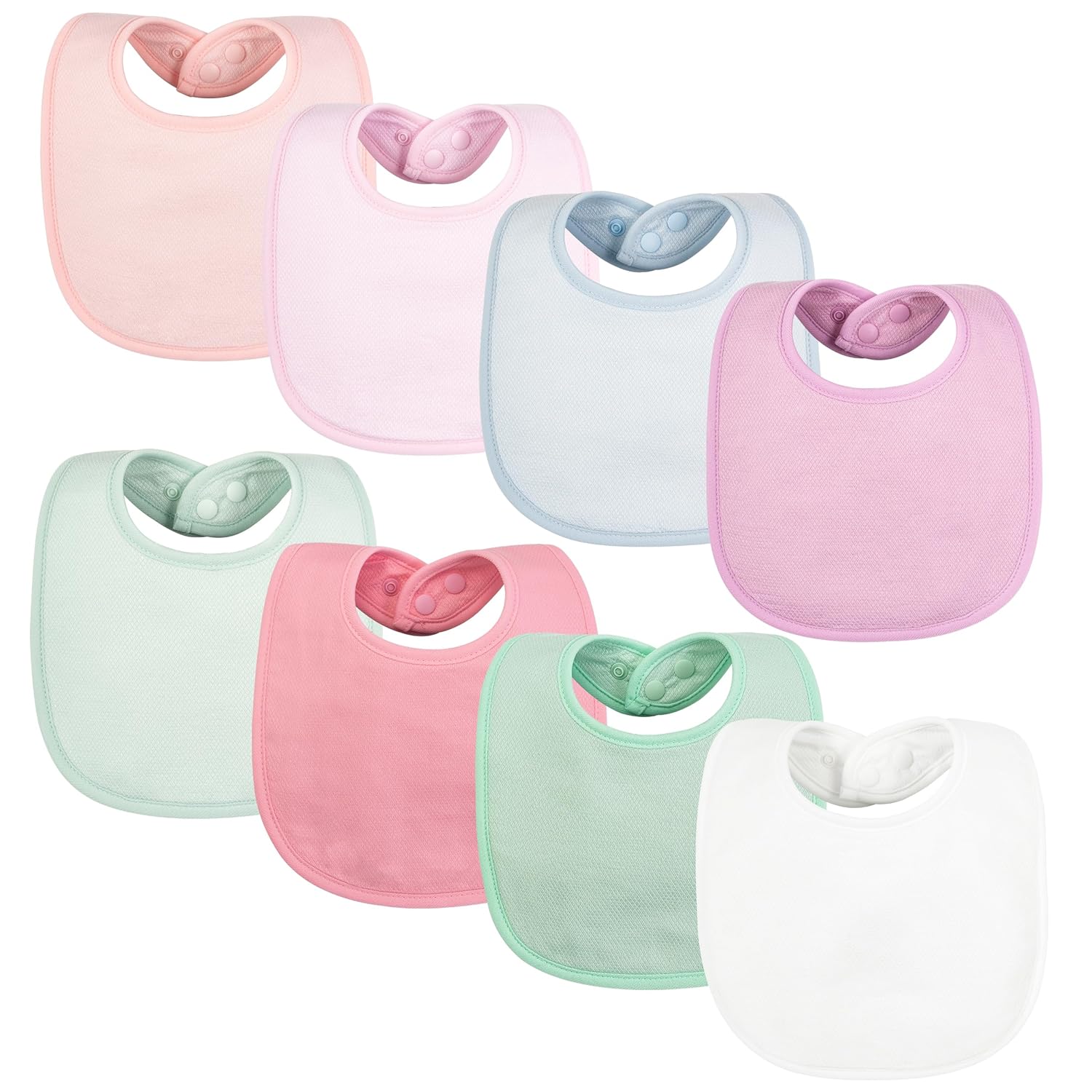 Tiny Twinkle 8 Pack Baby Bibs for Drooling and Teething – Waterproof & Absorbent Bibs for Baby Girl & Boy, Machine Washable Infant Bib Set for Newborns and Toddlers (Girl Pastel New 8-Pack)