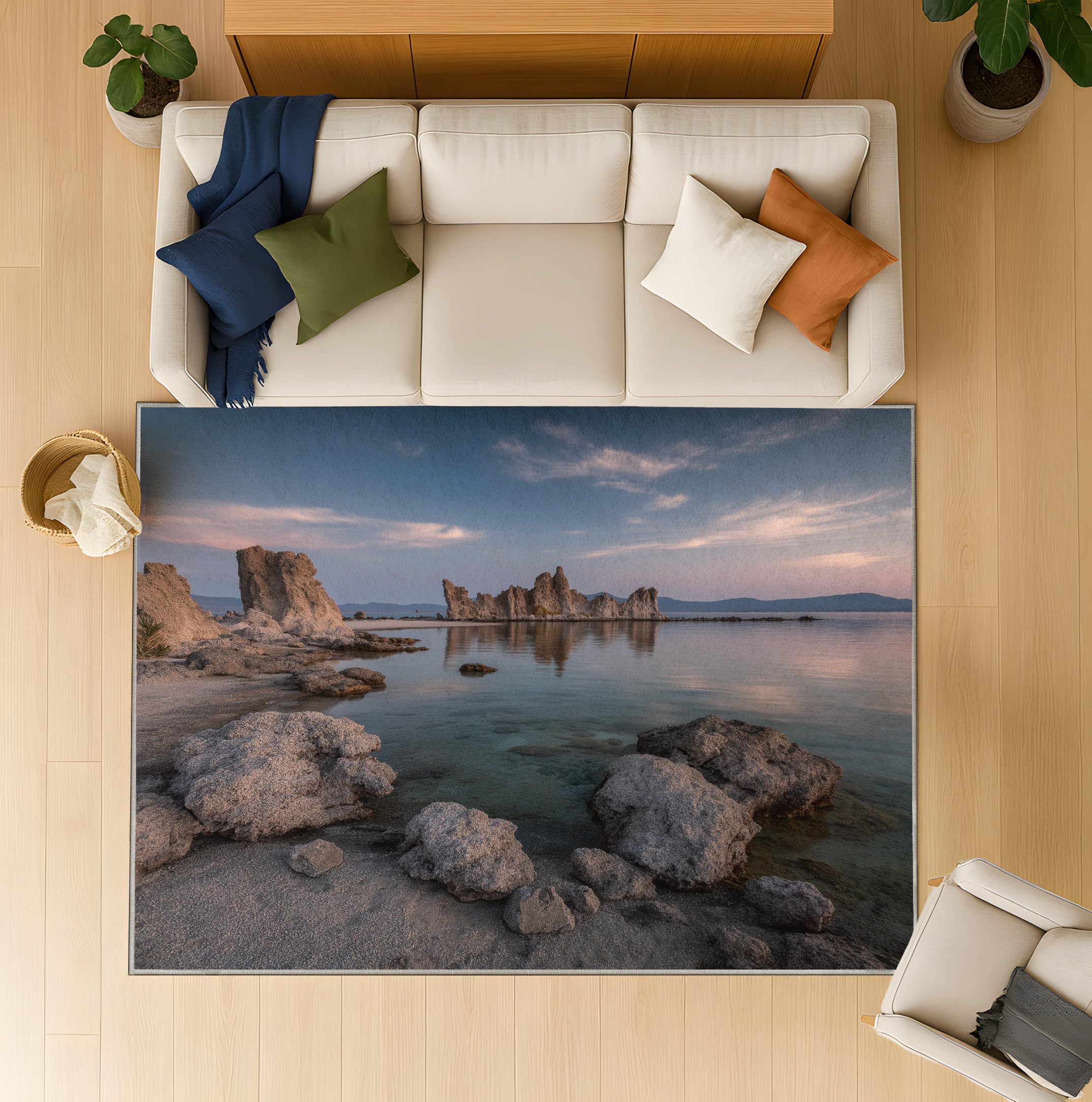 Genérico Dywan do salonu i sypialni, puszysty krótki włos antypoślizgowy dywan do salonu dla dzieci biuro wielokolorowe dywany bardzo duży 160 x 230 cm natura zachód słońca