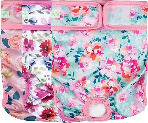 Miniatura 34 de wegreeco Pañales lavables para perras, pañales reutilizables altamente absorbentes para perritas en celo para el ciclo de calor, paquete de 3