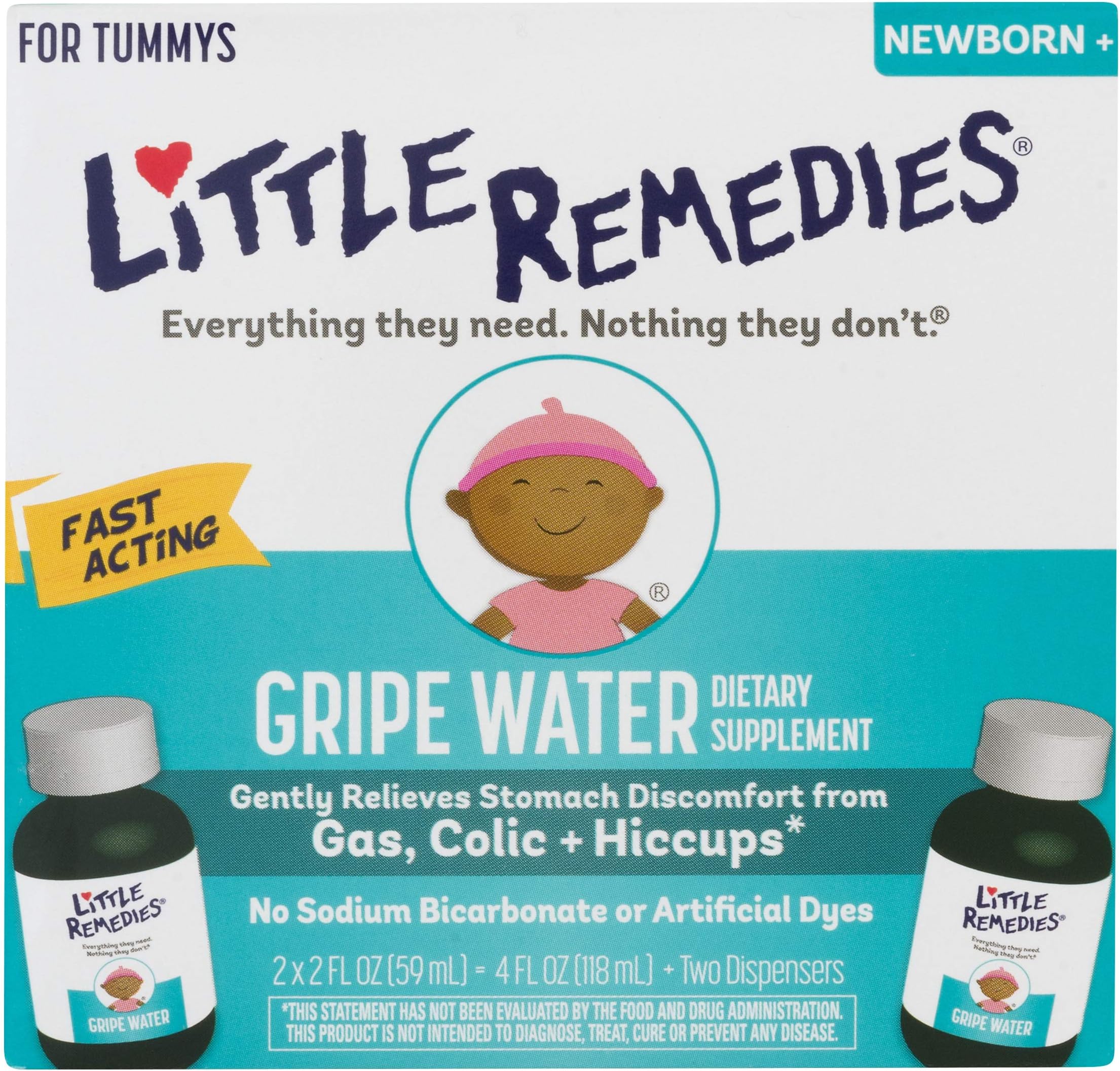 Little Remedies Gripe Water, Safe for Newborns, 2 Fl Oz, Pack of 2