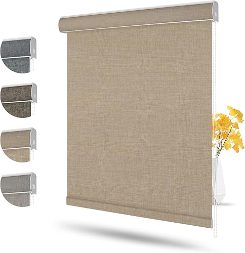 Boolegon Persianas enrollables opacas para ventana, cortinas enrollables de tela de lino, persianas para el hogar, dormitorio, cocina, oficina,