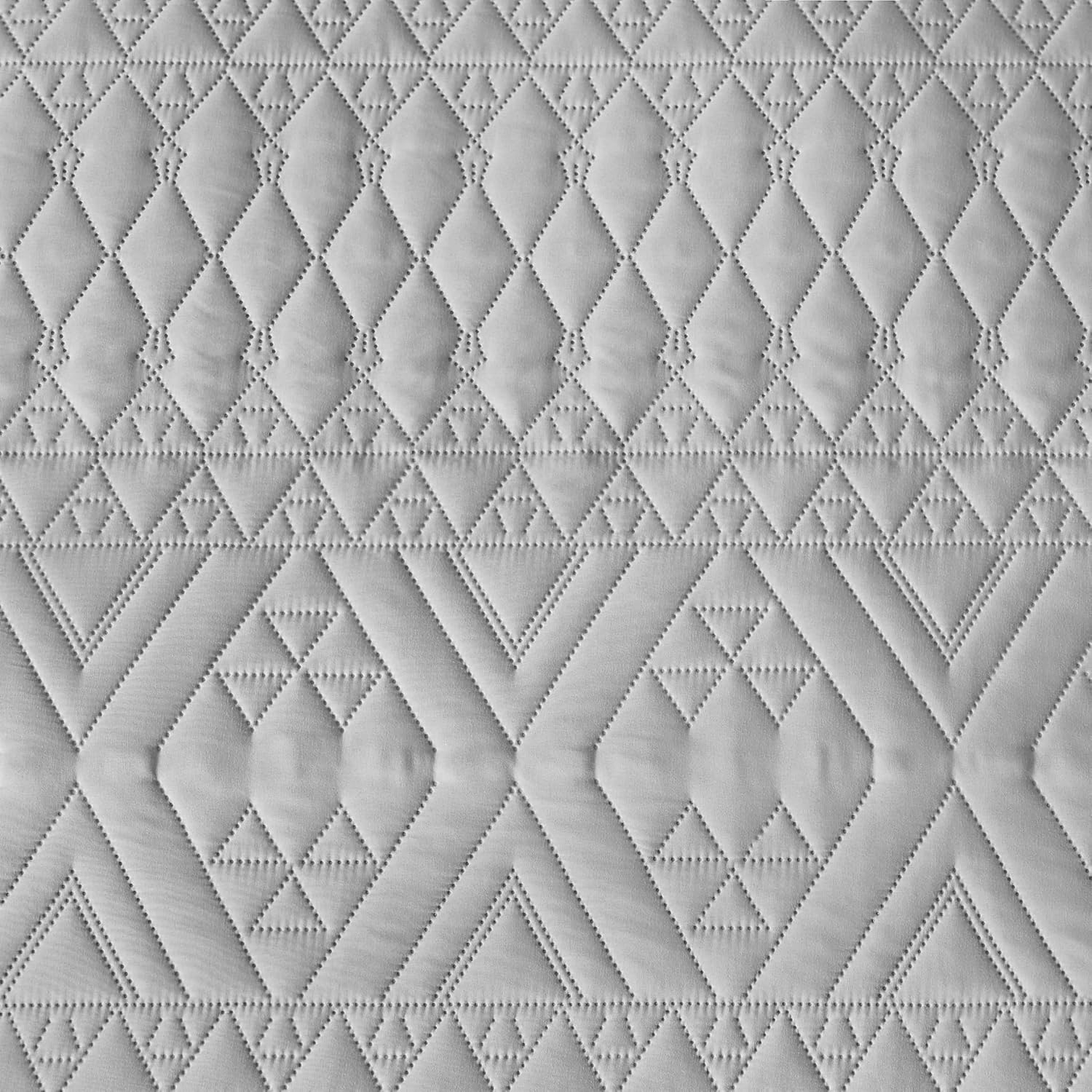 akkialla Full/Queen Size Quilt Bedding Set,Light Grey Lightweight Microfiber Soft Bedspread,Modern Style Geoetric Pattern Coverlet Set for All Seasons,3 Piece(1 Quilt,2 Pillow Shams) - Image 8