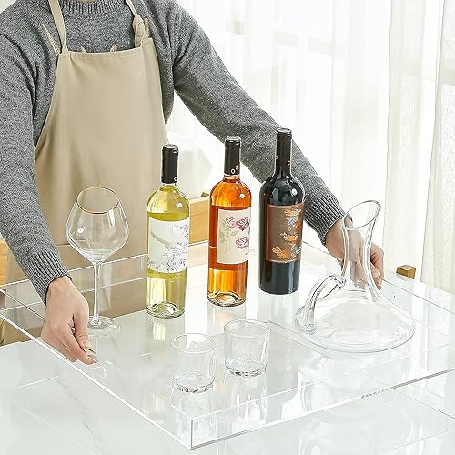 Miniatura 43 de Bandeja de acrílico transparente resistente con asas de 12 x 12 x 2 pulgadas de alto, a prueba de derrames, bandejas decorativas, organizador