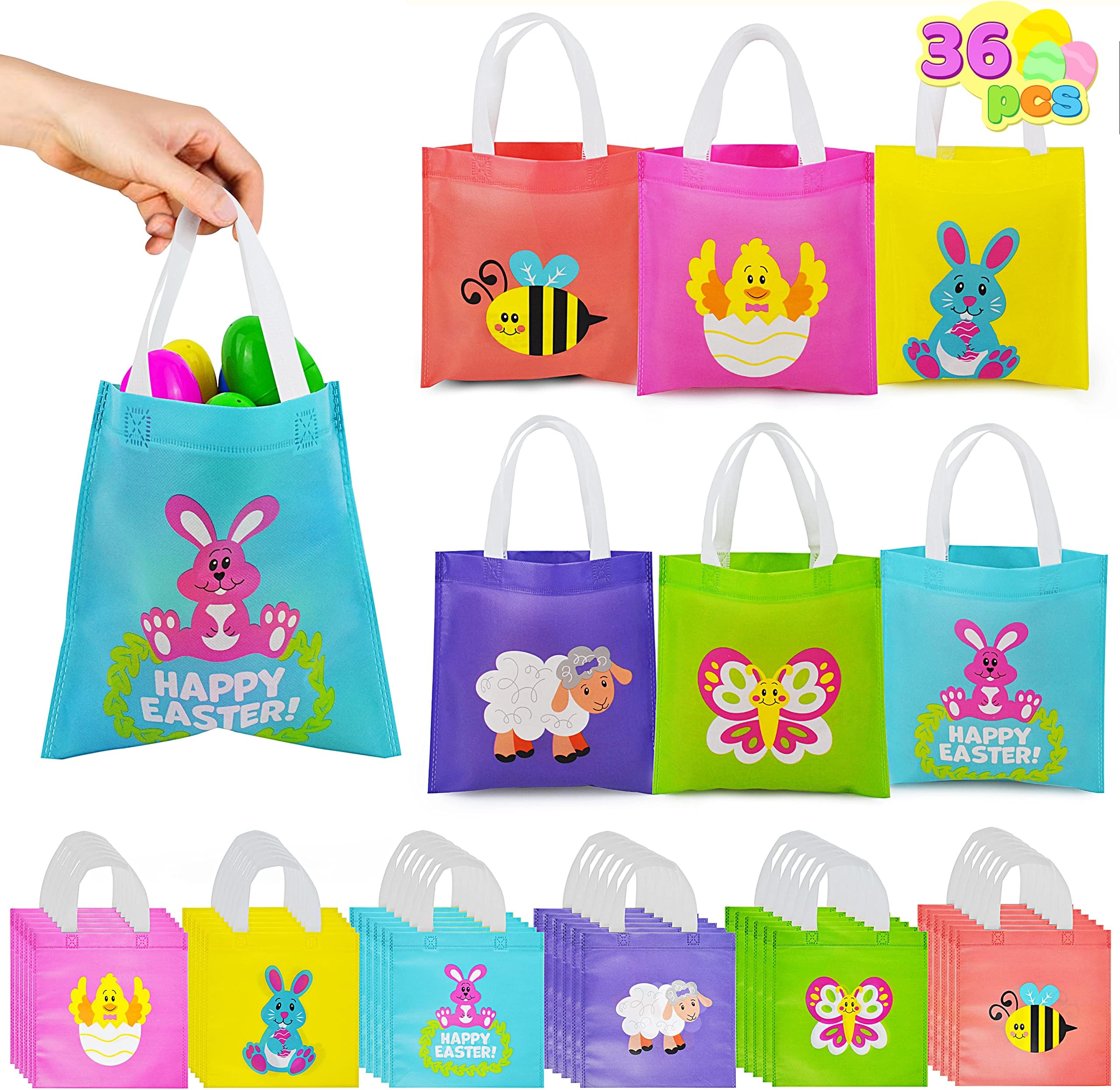 JOYIN 36 PCS Easter Gift Bags, Non Woven Easter Tote Bags with Handles Party ...