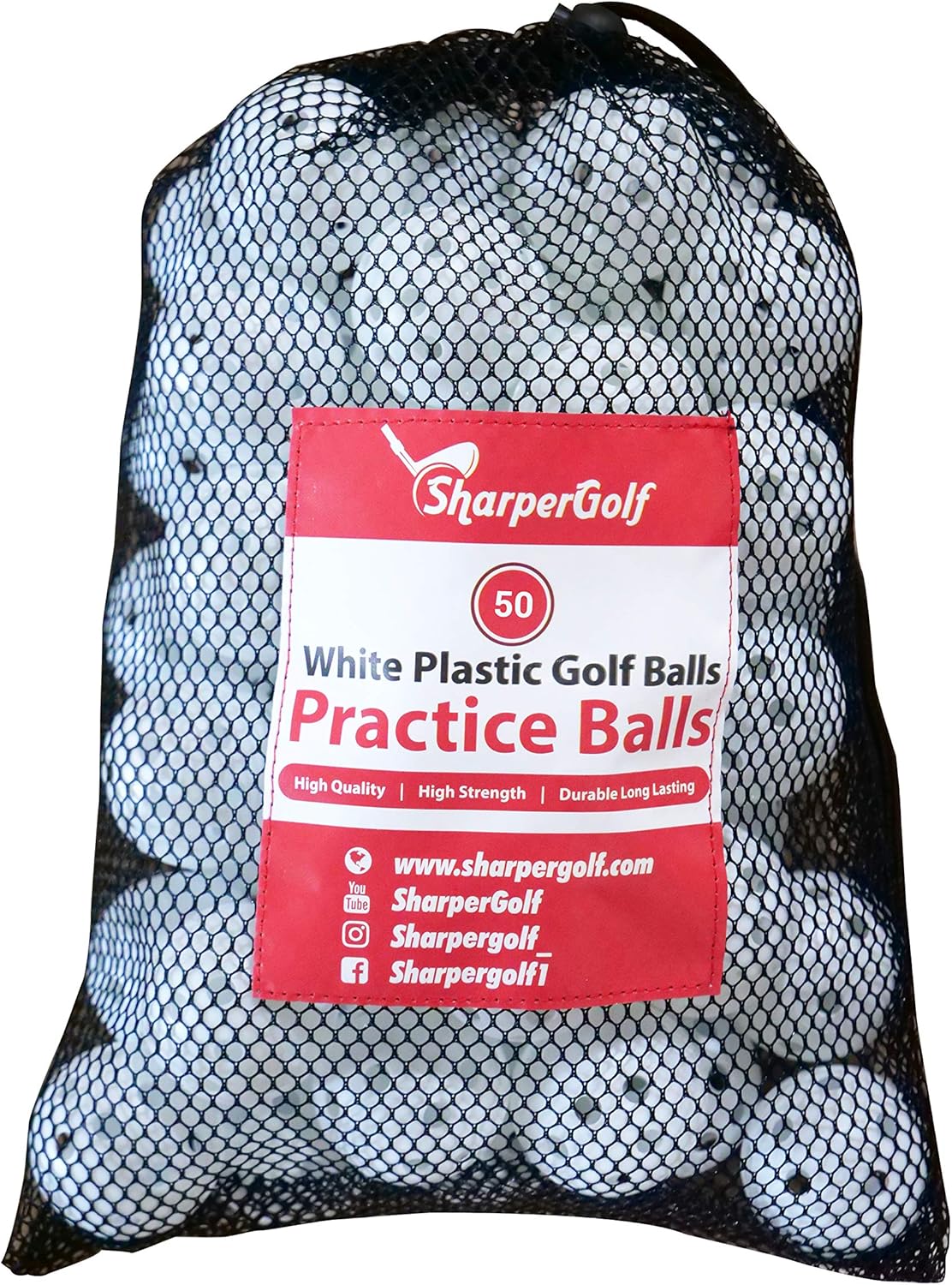 SharperGolf 50 High Strength White Plastic Golf Balls