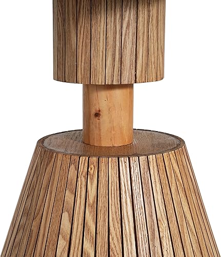 Miniatura 6 de Mesa auxiliar de trébol de cuatro hojas, mesa decorativa con base de grano de madera para sala de estar, dormitorio y espacios pequeños, natural