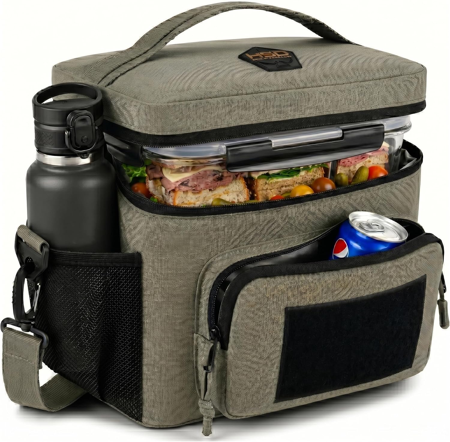 HighSpeedDaddy Tactical Lunch Box For Men Women - Military Grade Insulated Lunch Bag For Work - 10”x7.5”x6.5” (9L) High Capacity Lunch Kit - Reusable, Portable Lunch Cooler For Travel (Ranger Green)
