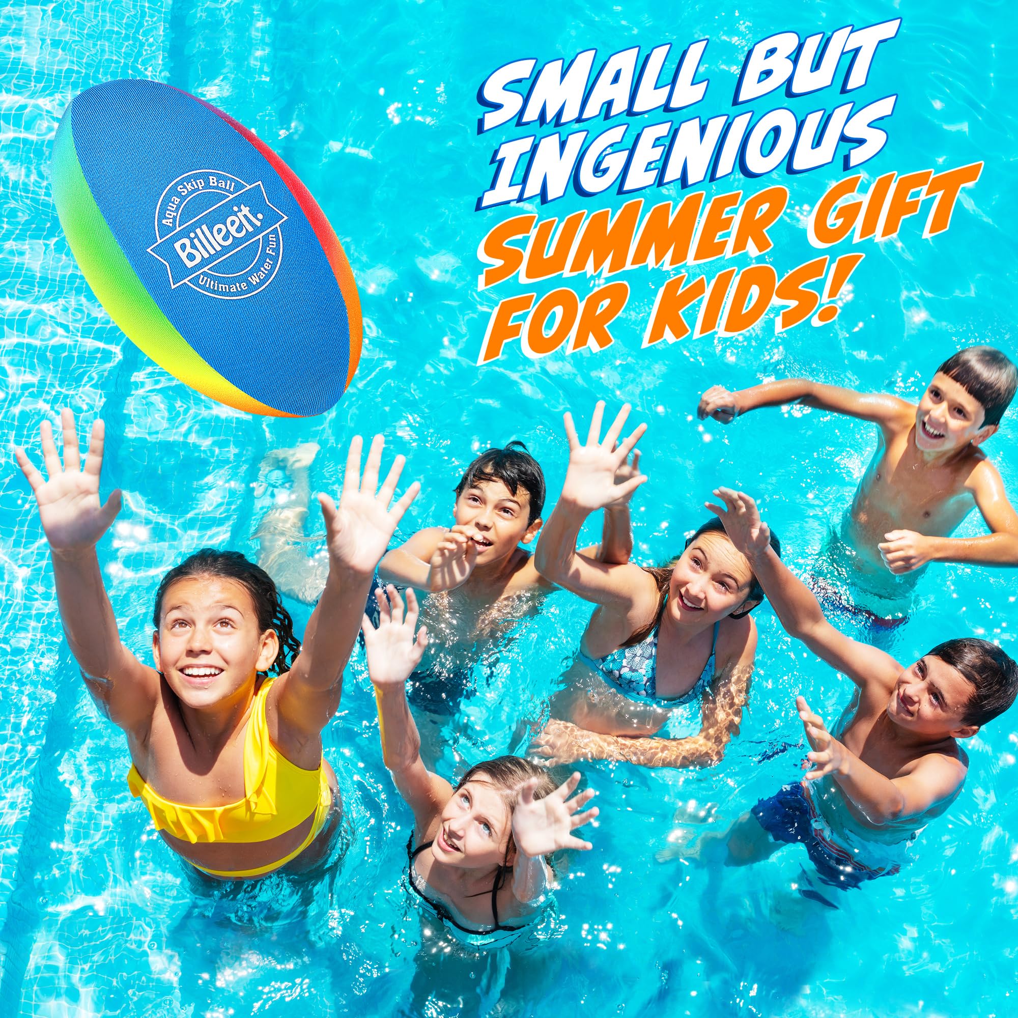Juego de pelotas de salto de agua para jugar en la piscina, incluye 1 rugby, 2 pelotas y 2 discos, bolas de rebote de agua de color arcoíris, divertidos juguetes de playa y juegos para niños 5