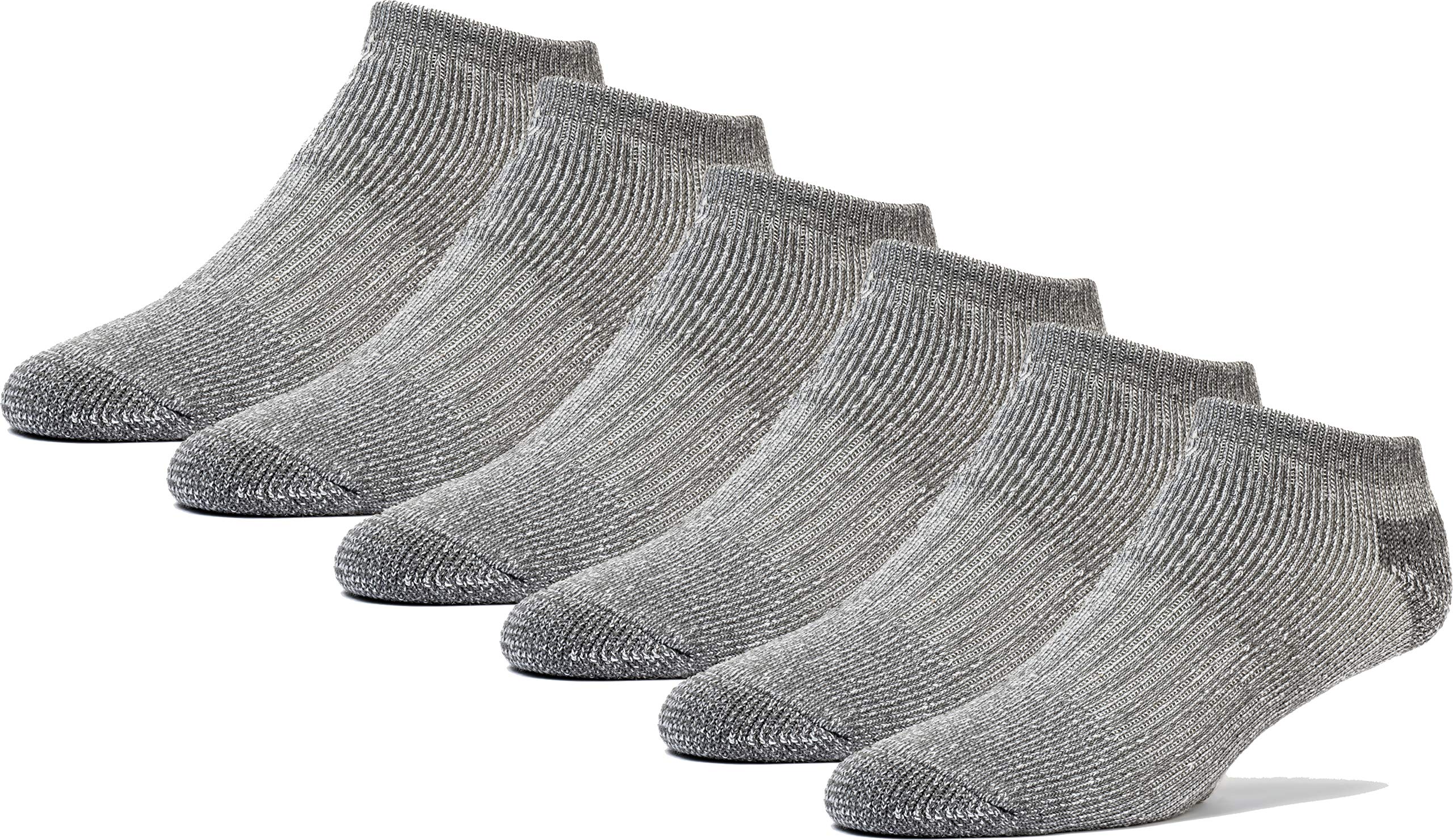FUN TOES Men's Merino Wool Low Cut Socks - Strong Arch Support - Cushioned Bottom - Ideal for Hiking Trekking- 6 Pairs