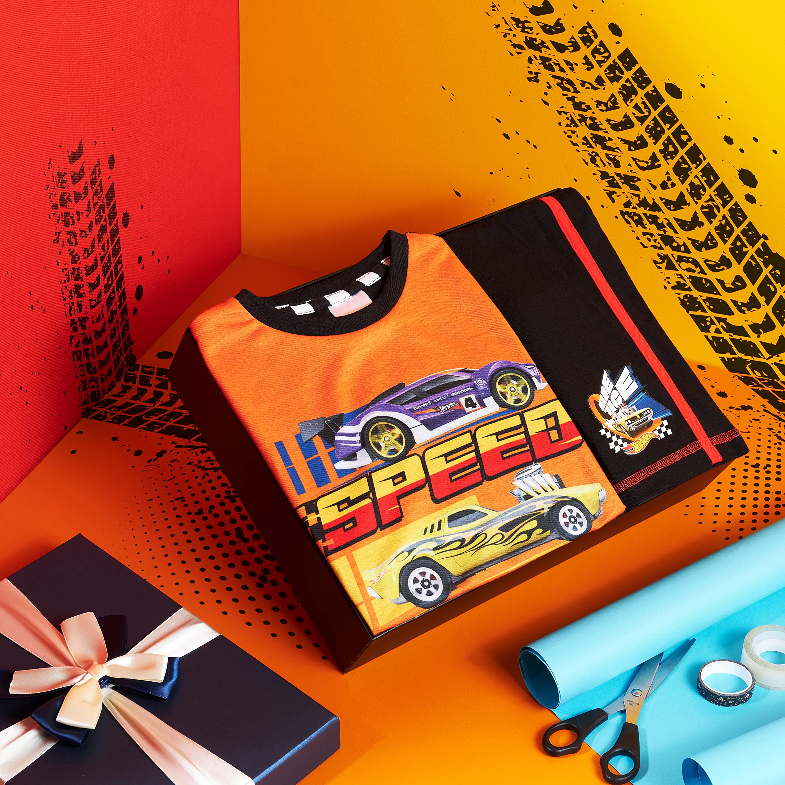 Hot Wheels Pijama Niño Pijamas de Manga Corta Ropa para Niño con Camiseta y Pantalón Corto Ropa de Estar en Casa Regalo Niños