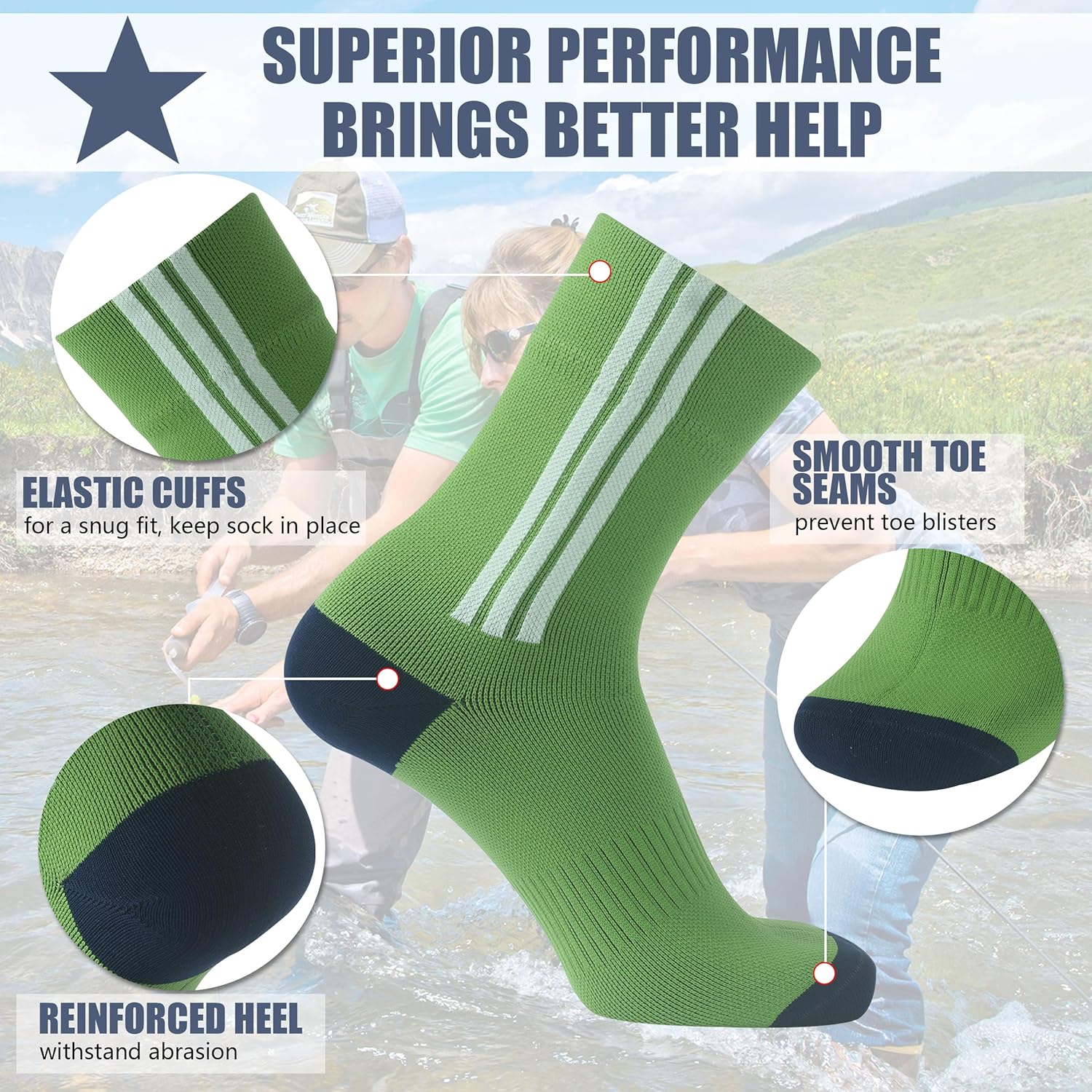 Waterproof Socks Neoprene Unisex Warm Breathable Outdoor Sports Hiking Fishing Wading Crew/Ankle Socks - Image 5