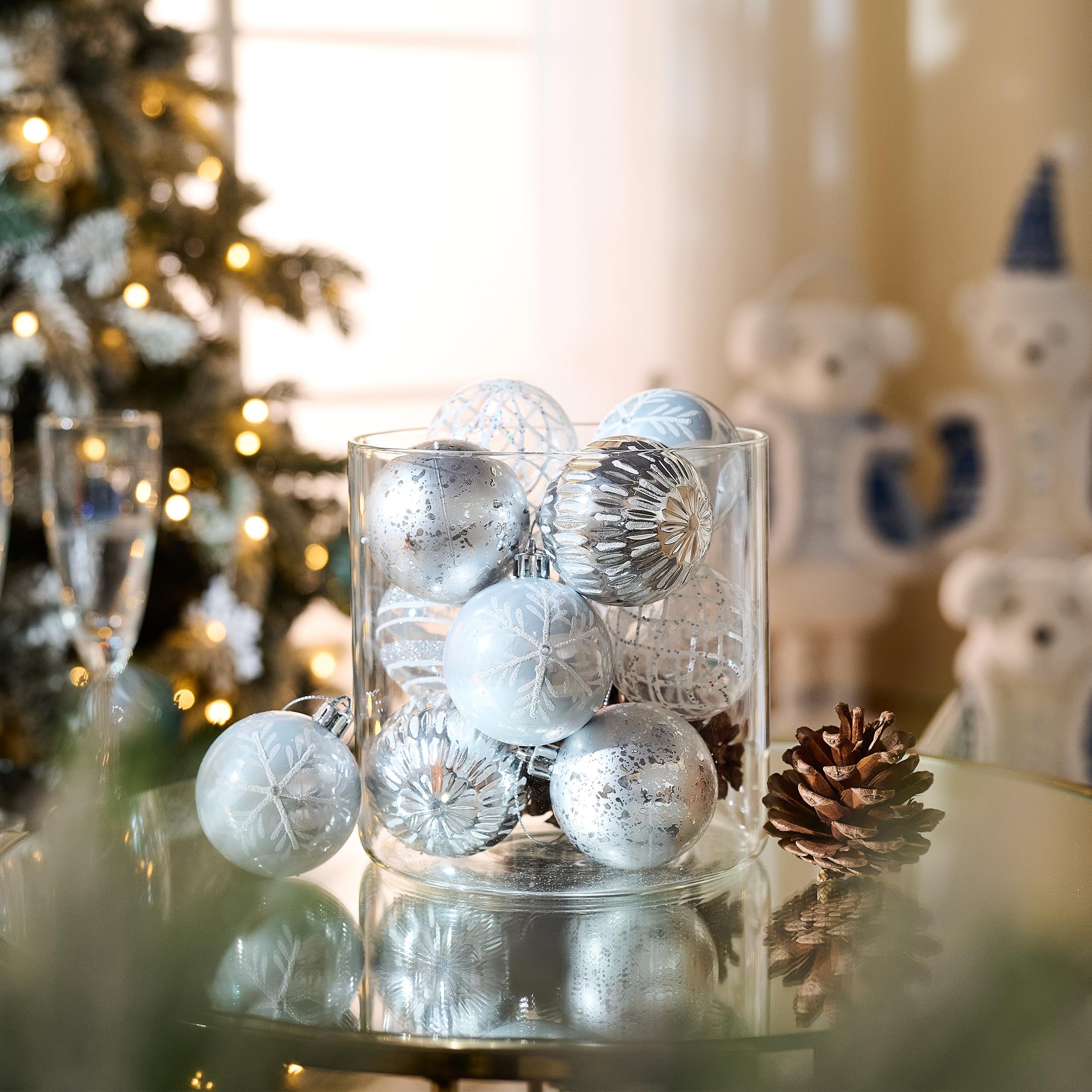 Victor's Workshop Weihnachtskugeln,12 Stück 6cm Christbaumkugeln Transparent, Weihnachtsbaumschmuck Christbaumschmuck mit Aufhänger,deko