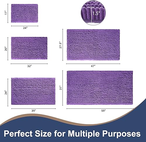 Miniatura 2 de FLOLEOPA Tapetes de baño de microfibra de felpa suave, absorbentes, antideslizantes, se pueden lavar y secar a máquina, tapetes para bañera, ducha y