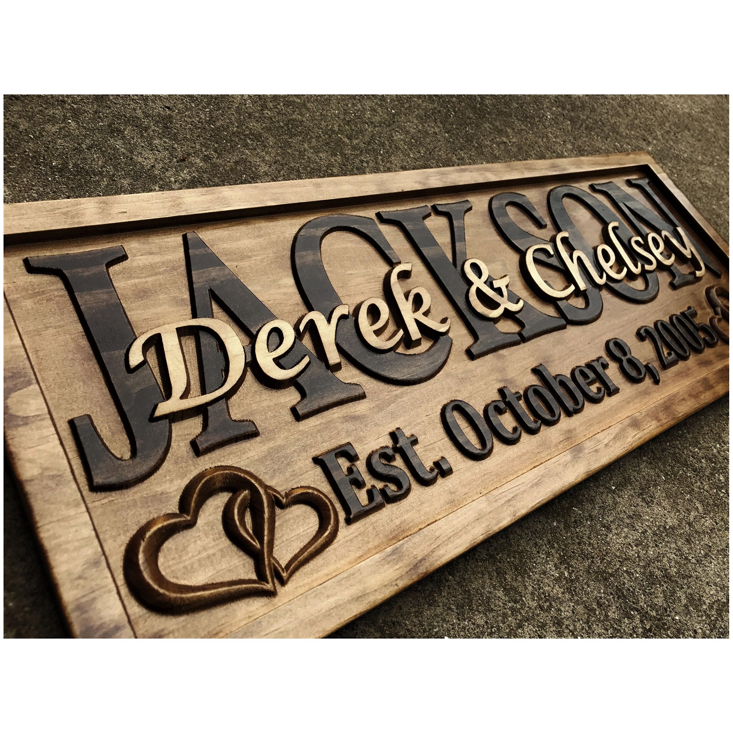 Personalized 3D Hearts Couples Sign