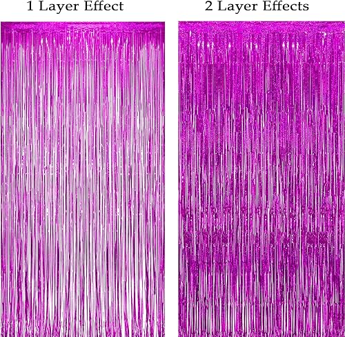 Miniatura 4 de Paquete de 4 cortinas de telón de fondo de flecos de papel de aluminio caliente de 3.3 x 8.2 pies, cortina de flecos de papel de aluminio caliente,