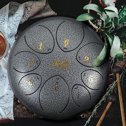 Vista 22 de AKLOT - Tambor de lengua de acero, 10 pulgadas, 11 notas, tambor de tanque de percusión C, kit de tambor de acero de percusión con mazos de tambor