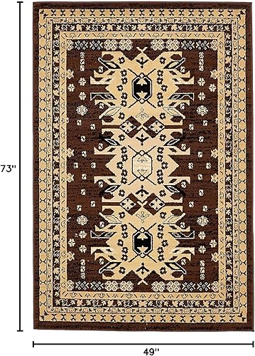 Miniatura 2 de Unique Loom Heriz Collection Alfombra de área parcial, Polipropileno, Marrón