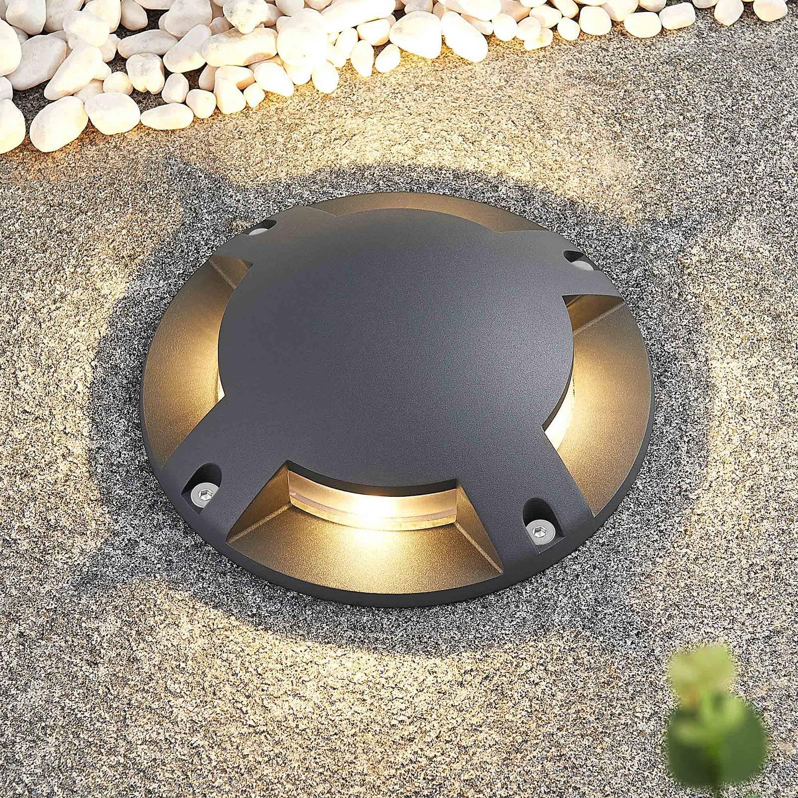 Lindby Bombillas LED luz de suelo exterior en gris oscuro, foco empotrable | proyector de suelo ip67 estanco al polvo y sumergible temporalmente, 4 fuentes de luz, moderno, 3000 k blanco cálido, de