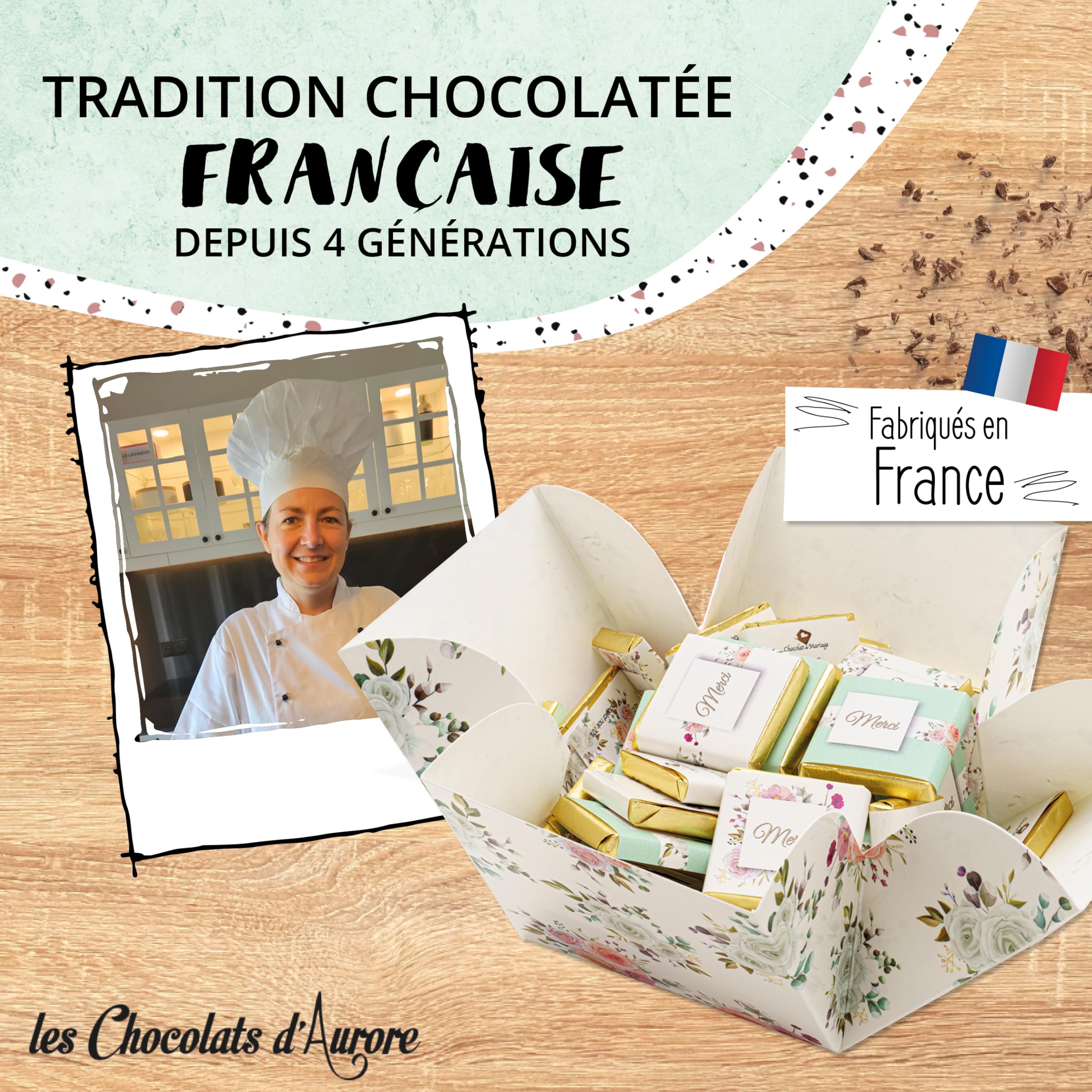 Coffret de Chocolats - Boîte de 40 Carrés de Chocolat Individuels à Offrir Pour Dire Merci - Chocolats au Lait et Noir - 100% Pur Beurre de Cacao - Fabriqué en France - 200 Gr