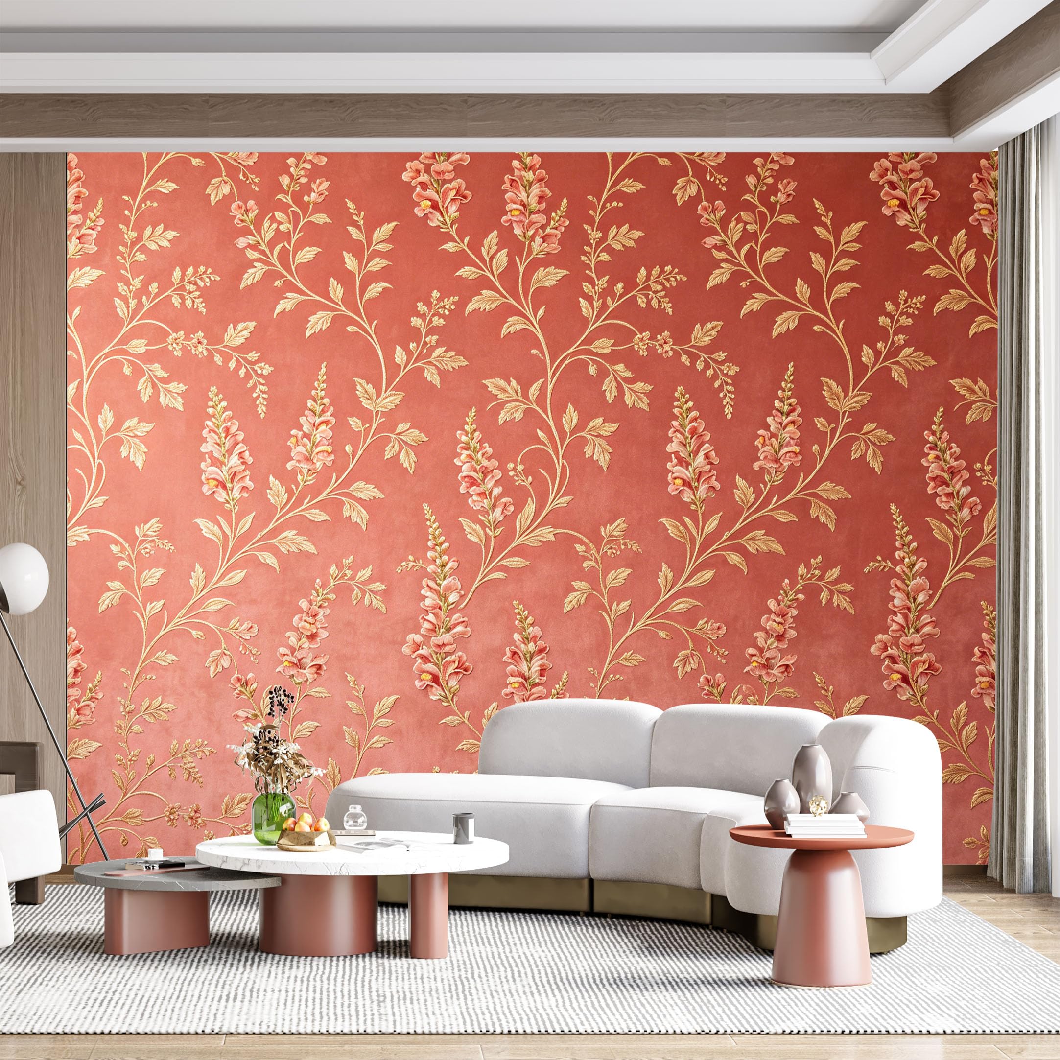 Custom Size Wall Mural Floral Botanical Vintage Watercolor Floral Painting SelfAdhesive Wall Fabric Removable for Home Office Decor
