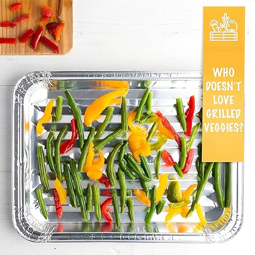 Miniatura 4 de Plasticpro Sartenes de aluminio para parrilla, sartenes para asar, revestimientos de parrilla, duraderos con superficie inferior acanalada para