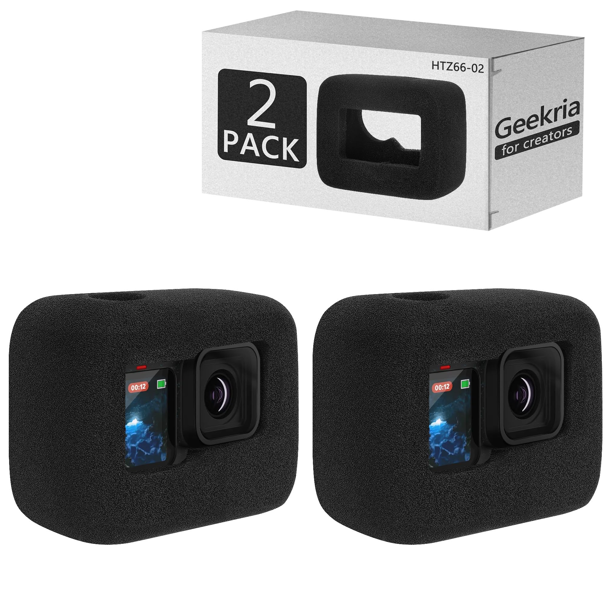 Geekria for Creators Windslayer Cover Wind Muff Compatible with GoPro Hero 13, 12, 11, 10, 9 Action Camera, Housing Frame Case, Video Noise Reduction Sponge Accessories (Black / 2 Pack)-image-47
