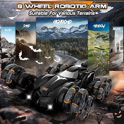 Miniatura 5 de Auto de control remoto, 2.4Ghz 8WD Rc Stunt Car con demostración automática, giros de 360, música y luces LED, autos de control remoto para niños 4