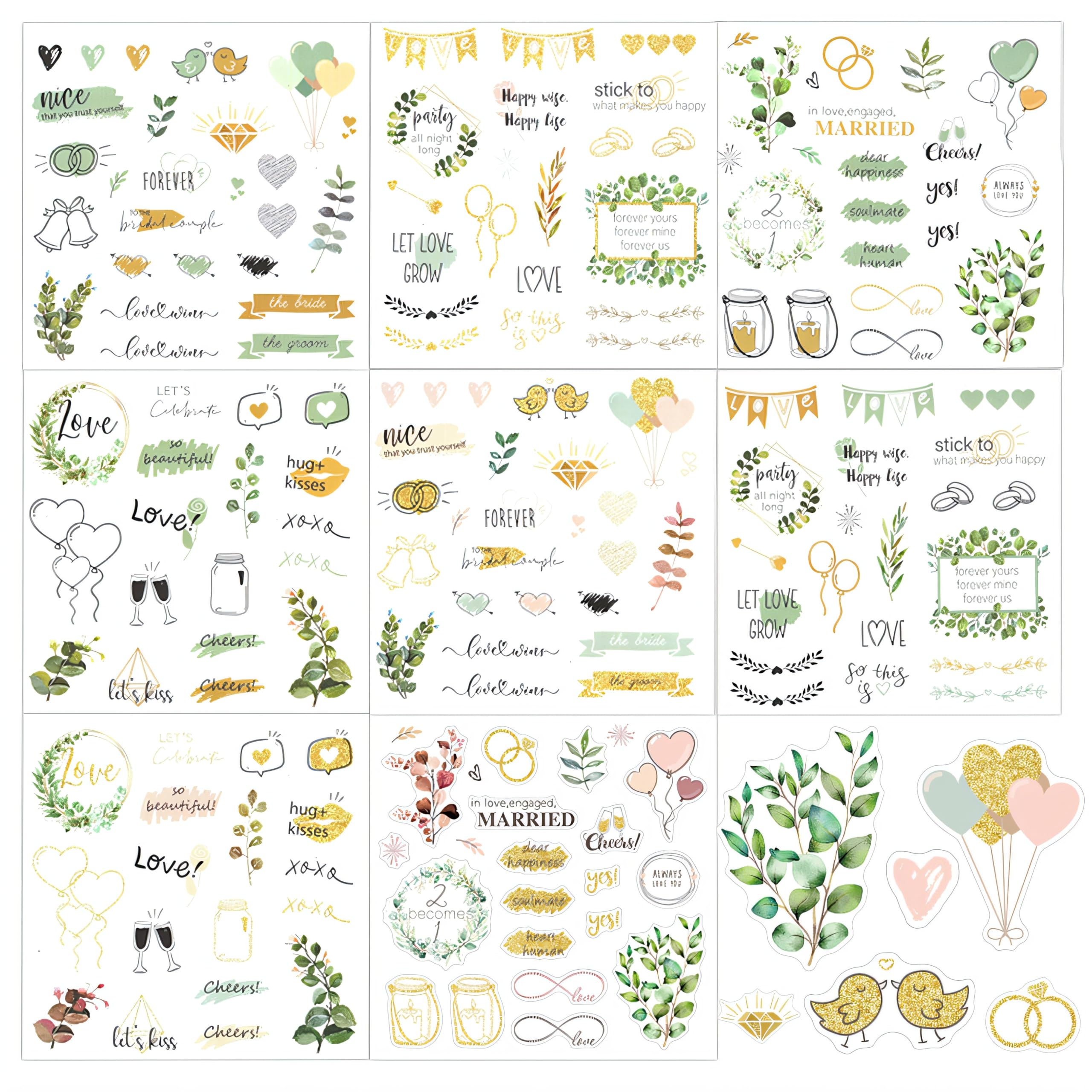 Glamifyr 8pcs Pegatinas Boda,Pegatinas Personalizadas Boda Pegatinas Para Album de Fotos,Pegatinas Boda Personalizadas Album Fotos Boda Pegatinas