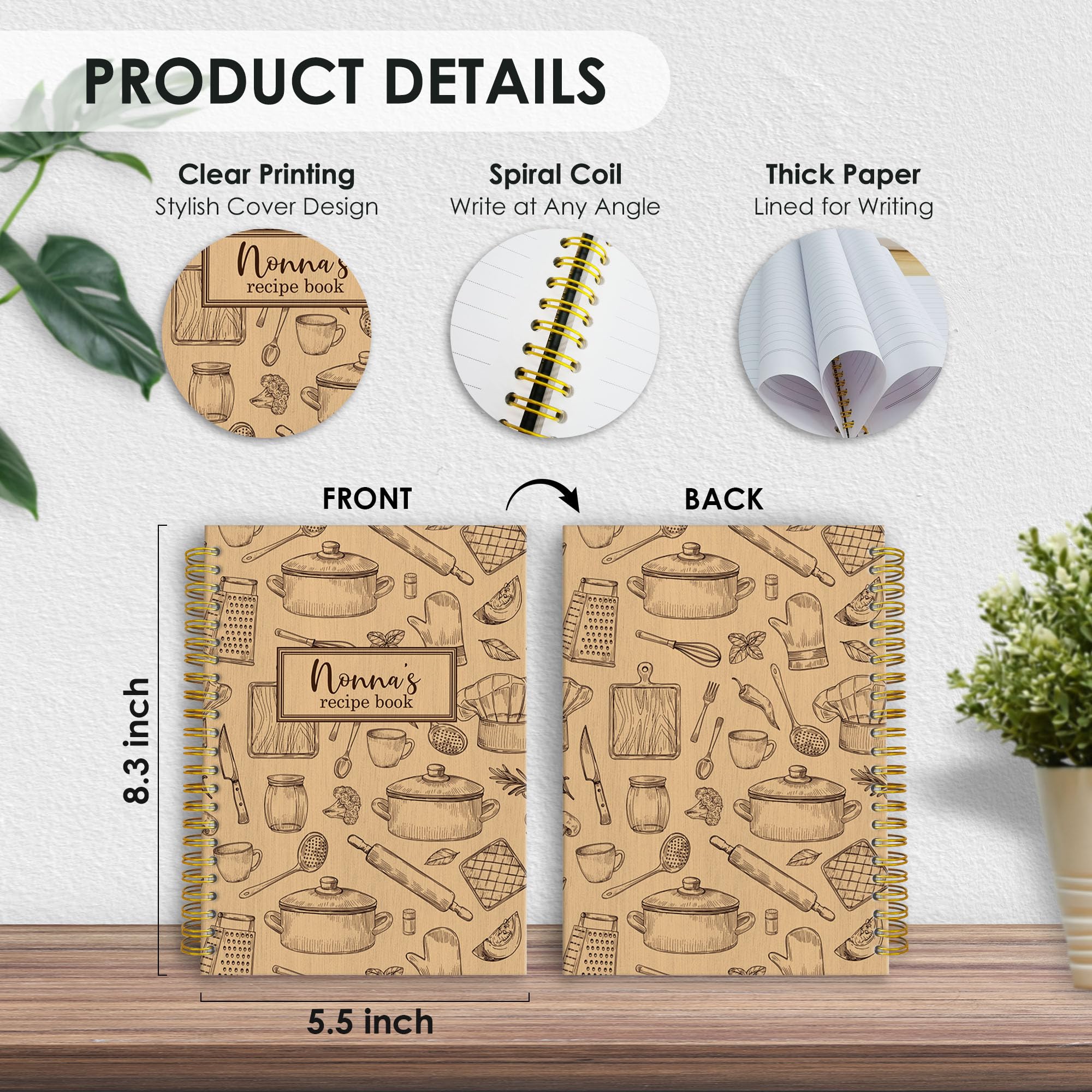 417-QY-BJB-wood-nonna Prodotti per ufficio, forniture per ufficio, carta, quaderni e blocchi di scrittura, quaderni a spirale