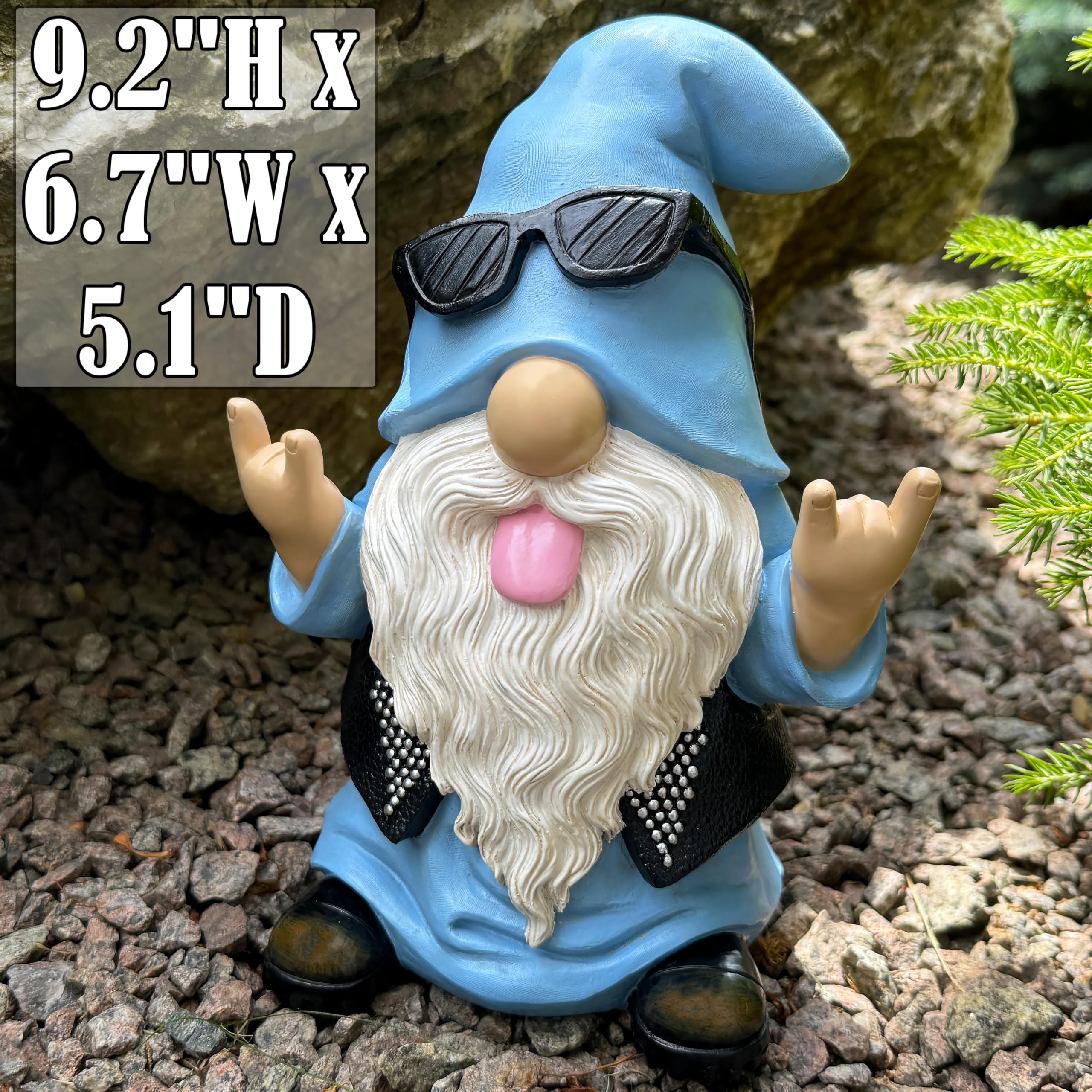 Mood Lab Gartenzwerg - Wippenzwerg Statue - 24,6 cm Rasenfigur - für Outdoor oder Haus Dekor - Lustige Hof- und Terrassendekoration