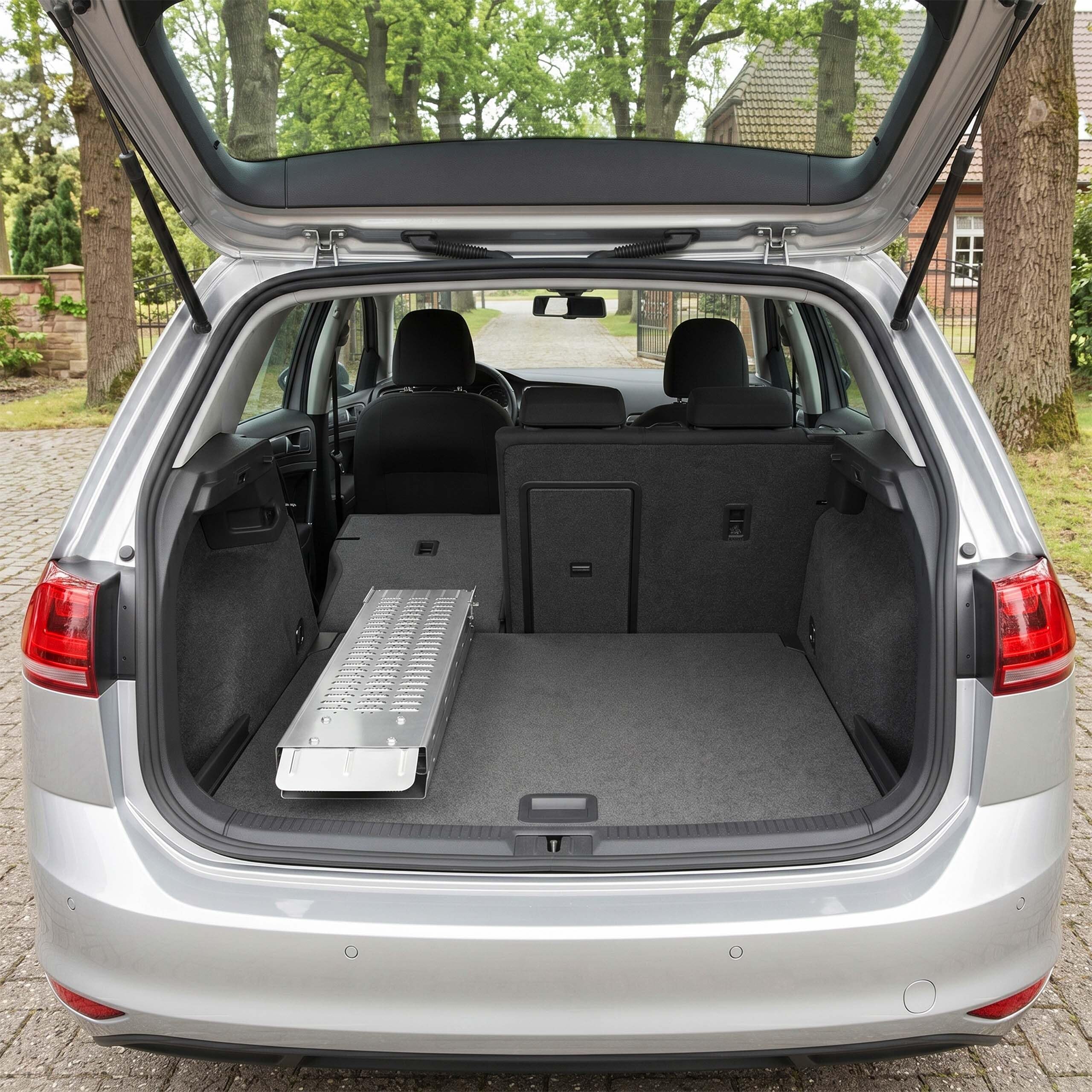 Relaxdays Set da 2 Rampe per rimorchio e Auto, Pieghevoli 187 cm, per Moto, Acciaio zincato, Fino 400 kg, Argento