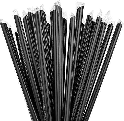 Miniatura 9 de 100 popotes para batidos envueltos individualmente, jumbo, grandes, de plástico, desechables, para té de burbujas, batidos coloridos (0.43 pulgadas