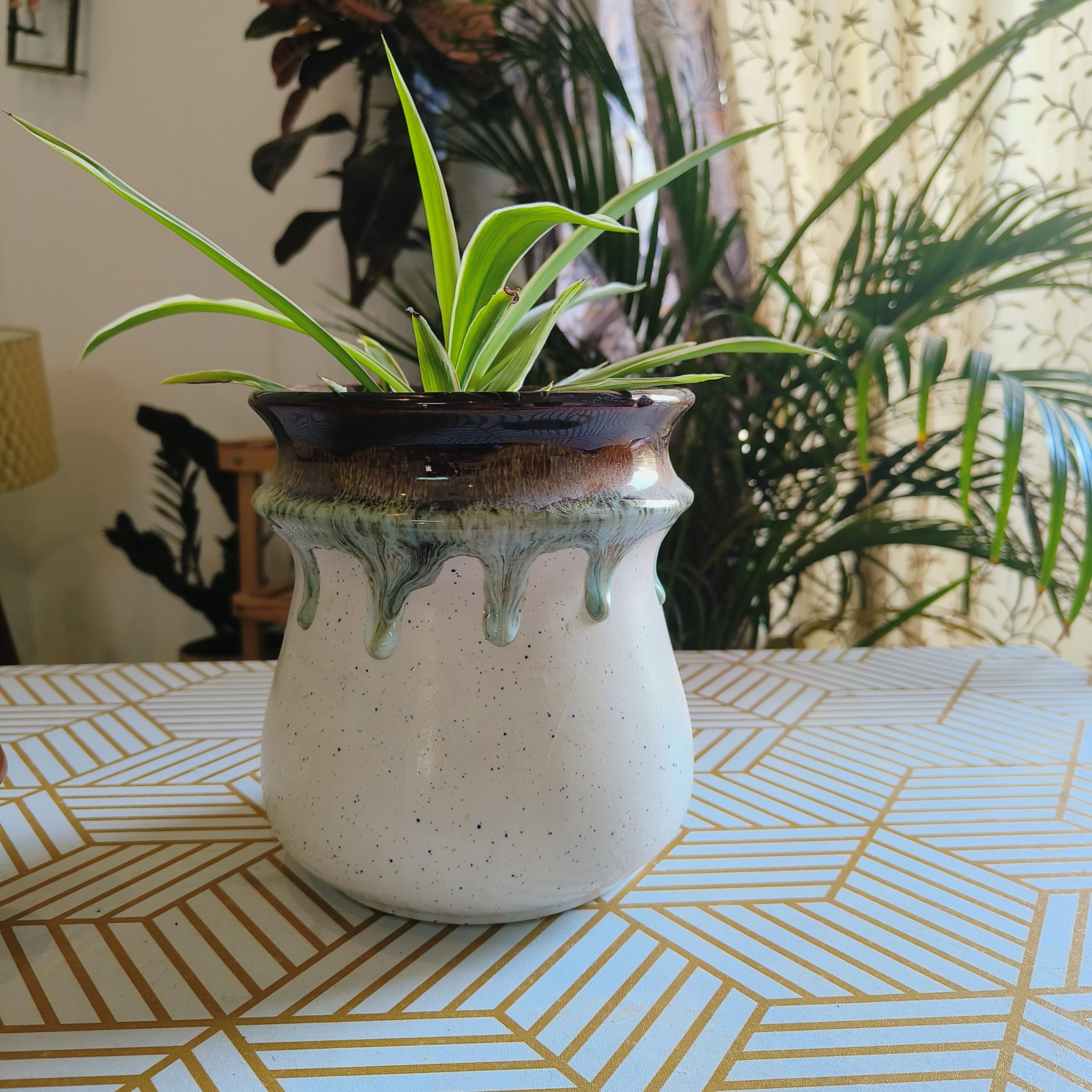 Niyara Stylish Unique Glacier Look White Ceramic Pots Planters for Indoor Plants,Succulent,Outdoor,Balcony,Home,Garden,Office Size -Large 7 inches (White Horcrux) (B0CLS764CJ) Amazon Price History, Amazon Price Tracker