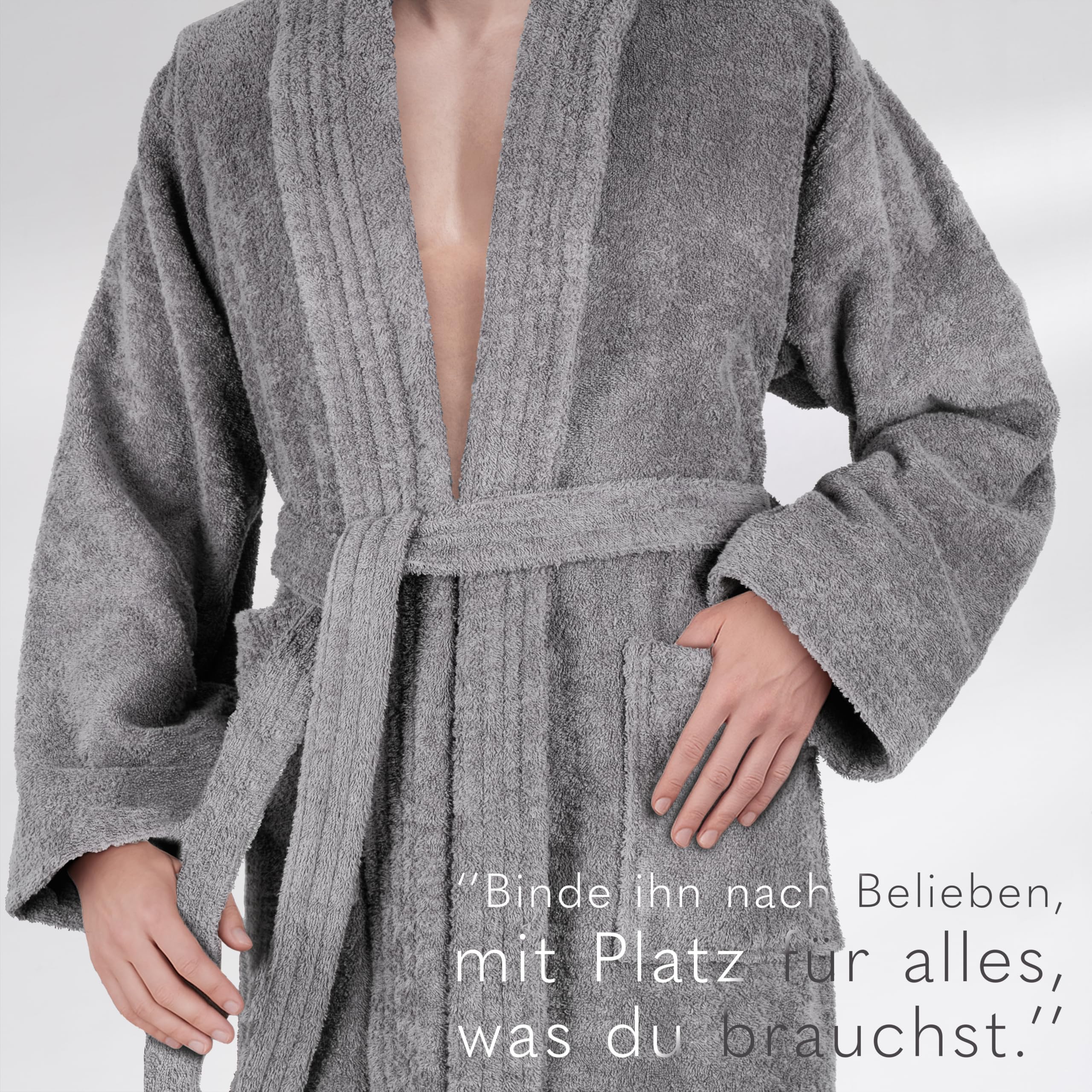 Hammetex Peignoir Homme 100% Coton – Peignoir Éponge Doux 380 g/m² avec Poches pour la Maison