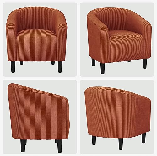 Miniatura 113 de Yaheetech - Silla decorativa con reposapiés, silla de respaldo de mediados de siglo, tapizada, suave, cómodo juego de sillón y reposapiés de tela,