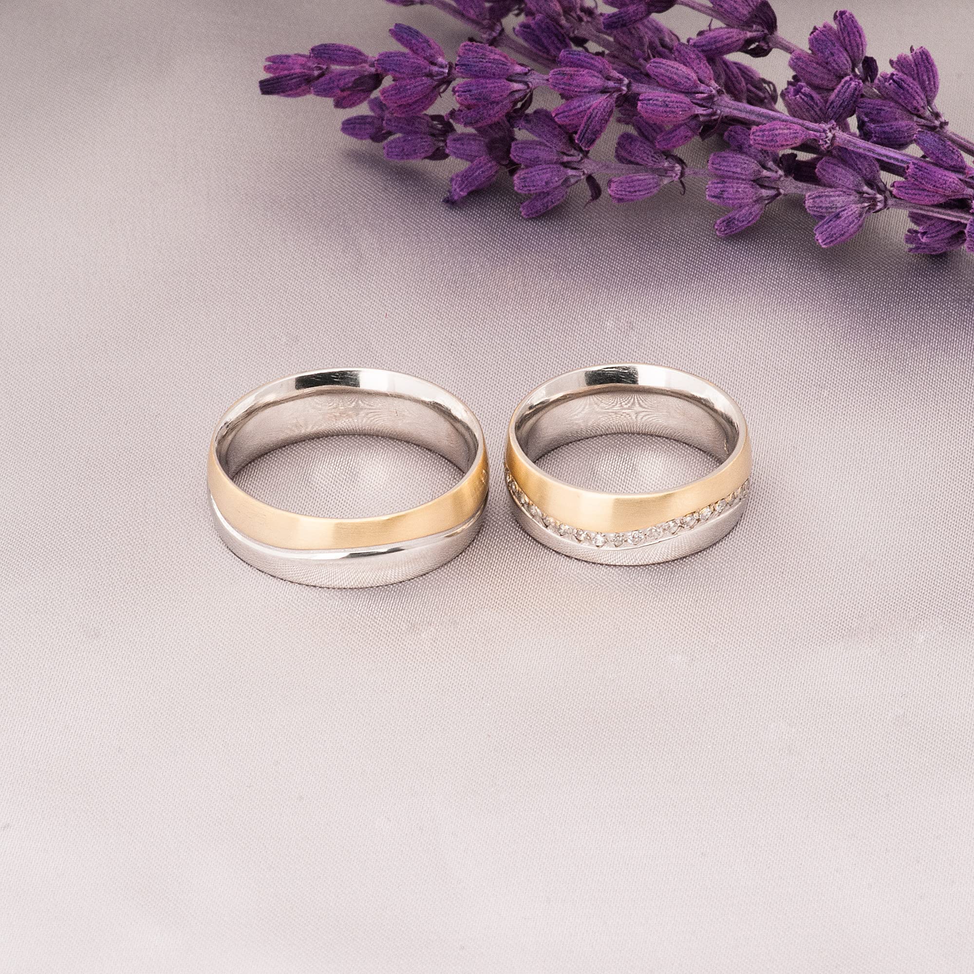 Vergoldetes Ehering-Set für Paare, passendes Ehering-Set, personalisiertes Silber-Ehering-Set für Mann und Frau