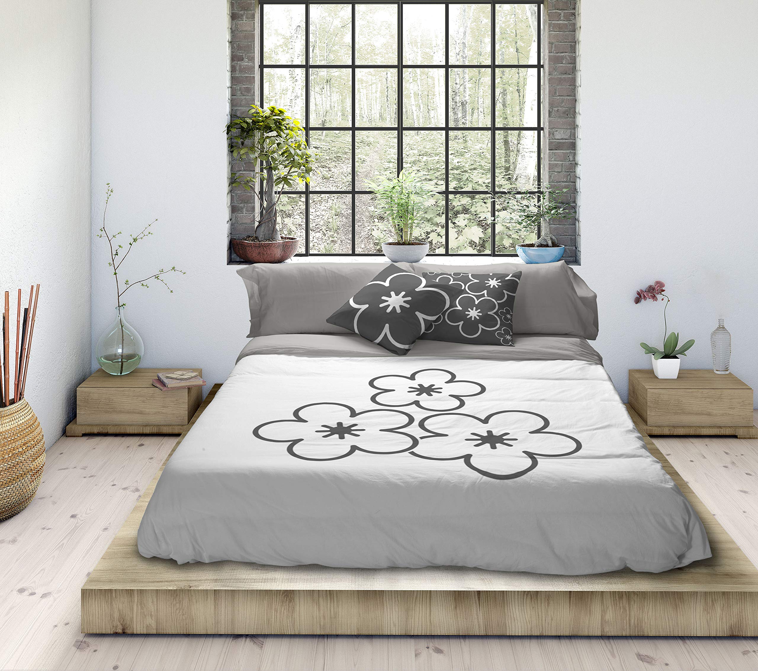 TSUKI Duvet Cover Bed 180 White, Grey