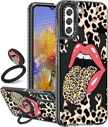 Miniatura 1 de Toycamp Funda para Samsung Galaxy S22 para mujer, diseño de leopardo divertido y bonito diseño de labios femeninos para niñas y adolescentes, funda