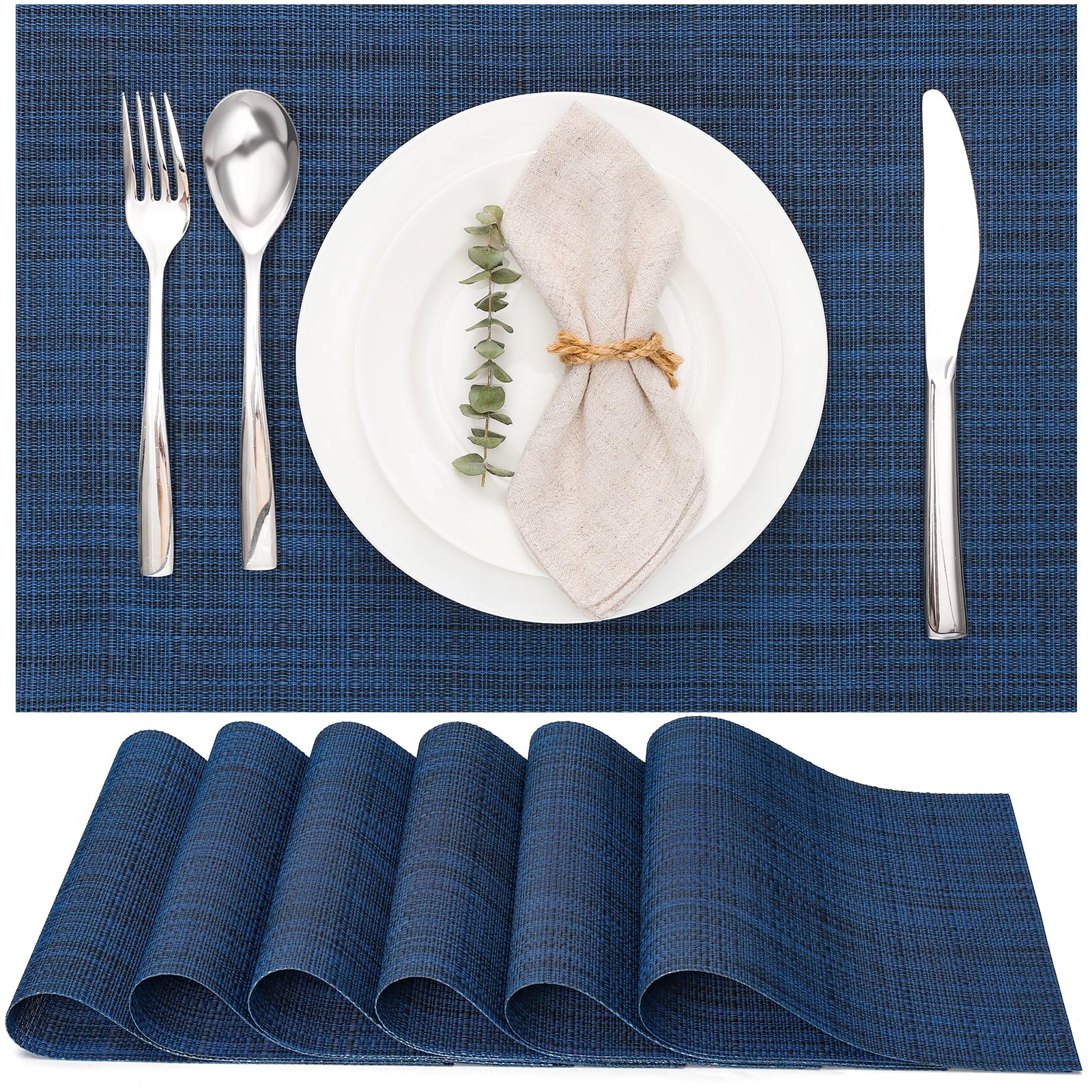 Myir JUN Table Mats Placemats Set of 6 Place Mats for Table Woven Vinyl