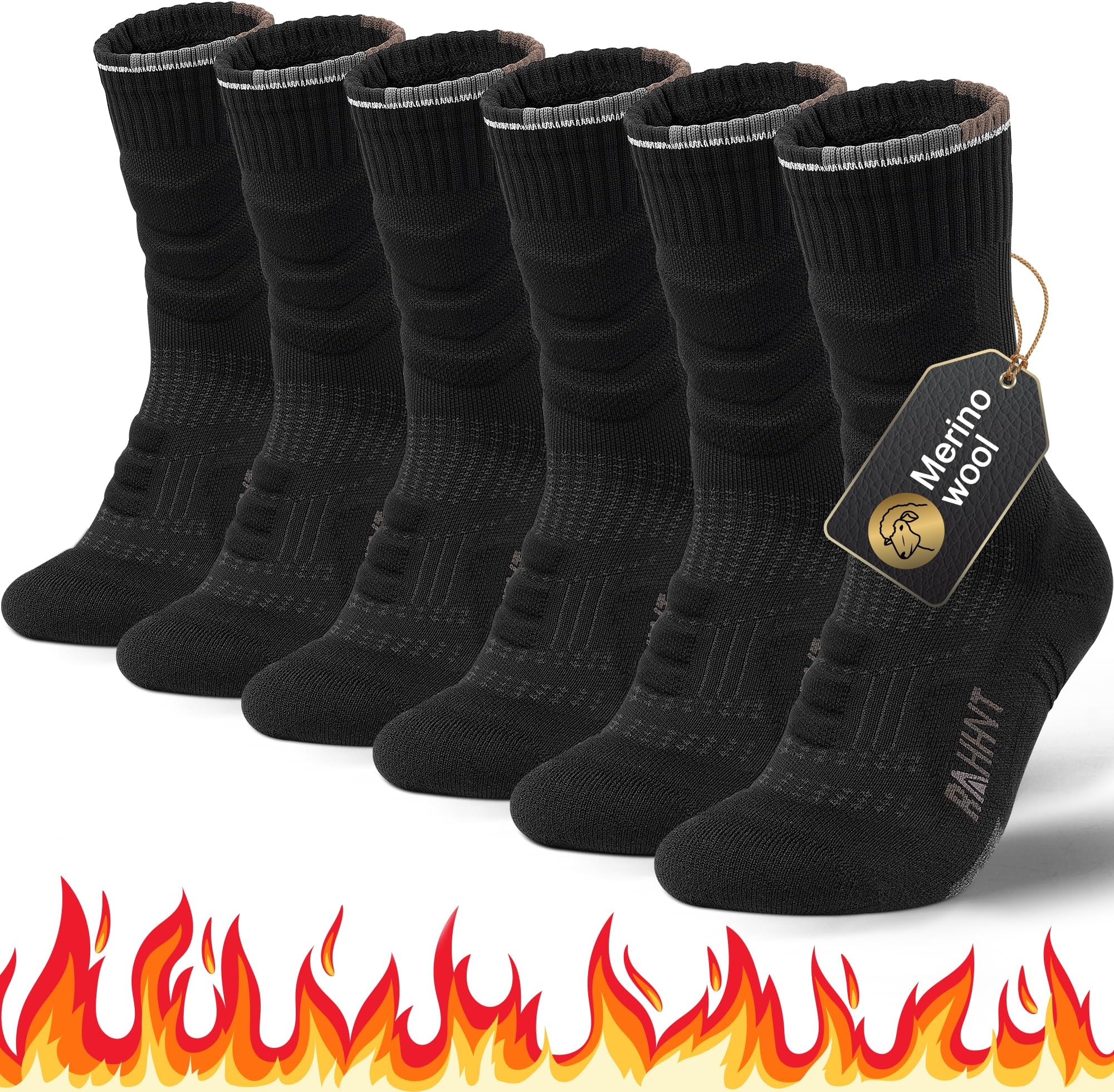 Sponsored Ad – Merino Wool Thermal Walking Hiking Socks for Men Winter, Thick Anti-Blister Cushioned Compression Design, Seamless Toe, Breathable Moisture Wicking (3 Pairs)