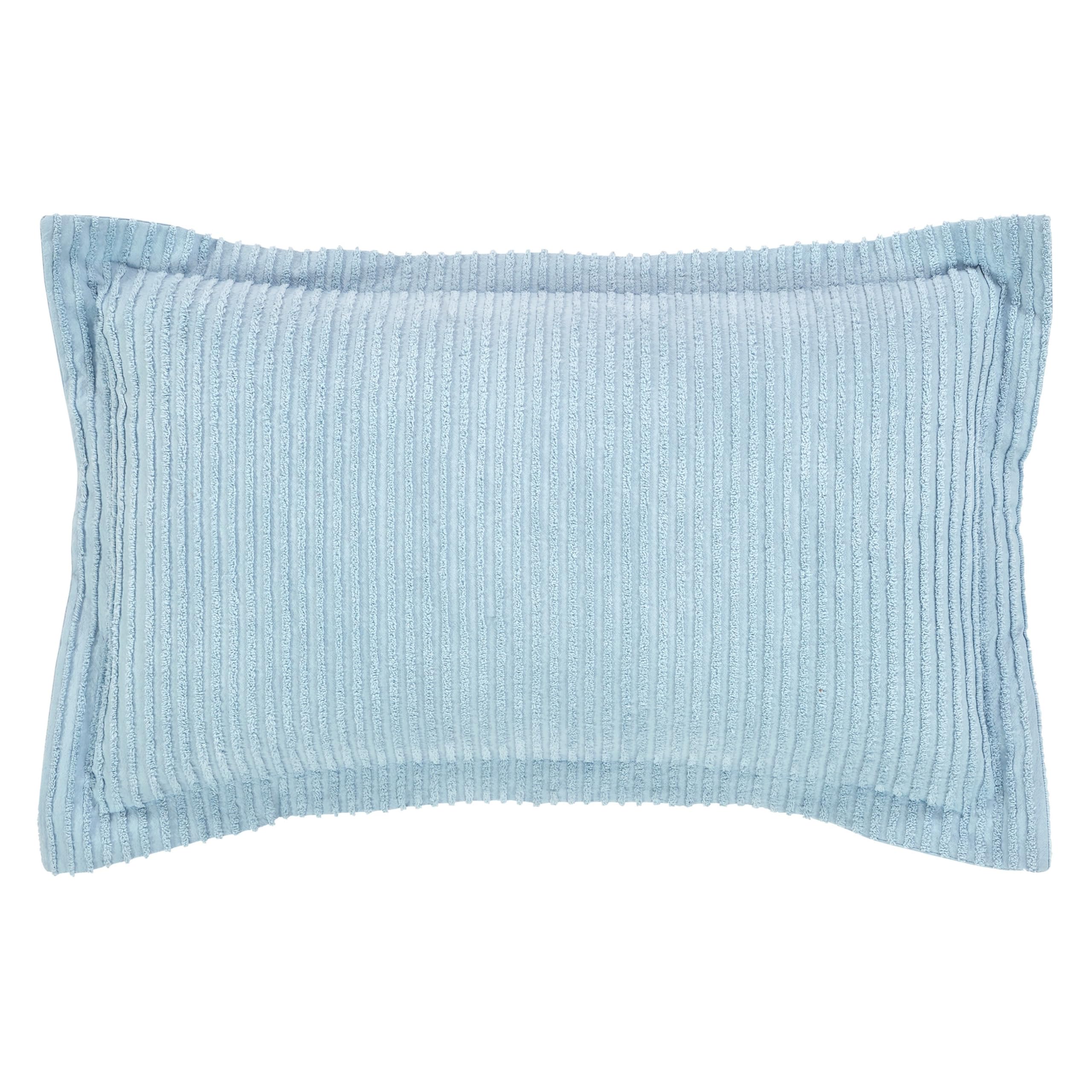 Better Trends Jullian Collection is Super Soft and Light Weight in Bold Stripes Design 100% Cotton Tufted Unique Luxurious Machine Washable Tumble Dry, King Sham, Blue