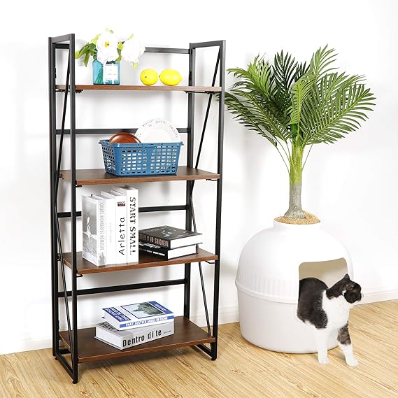 ZenStyle 4 Tier Bookshelf NoAssembly Folding Book Case