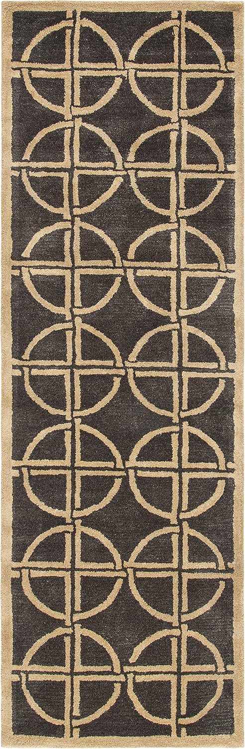 SAFAVIEH Soho Collection Runner Rug - 2'6" x 8', Brown & Gold, Handmade Wool, Ideal for High Traffic Areas in Living Room, Bedroom (SOH822A)