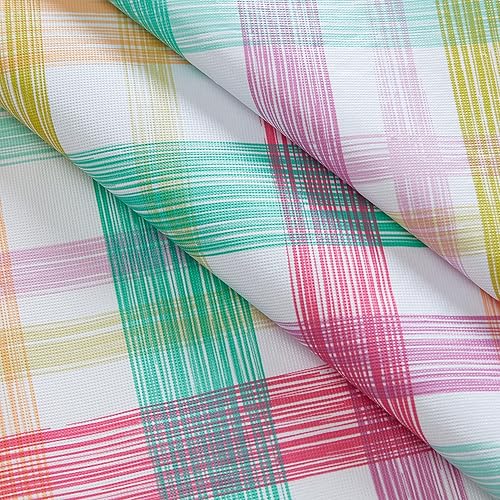 Miniatura 5 de Newbridge Simone - Mantel de vinilo de Pascua a cuadros pastel con respaldo de franela de Pascua mantel de vinilo de fácil cuidado con respaldo de