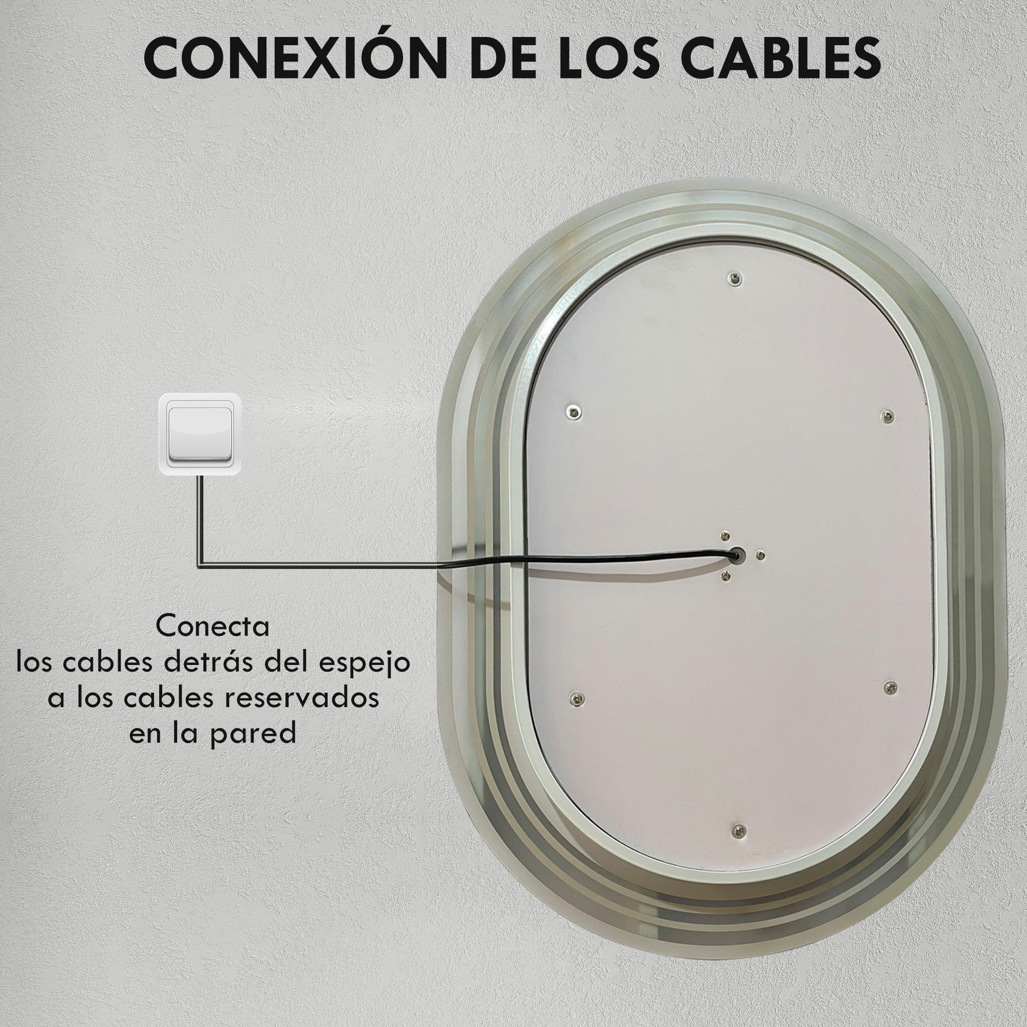 kleankin Espejo Baño con Luz 70x50 cm Antivaho IP44 Horizontal/Vertical