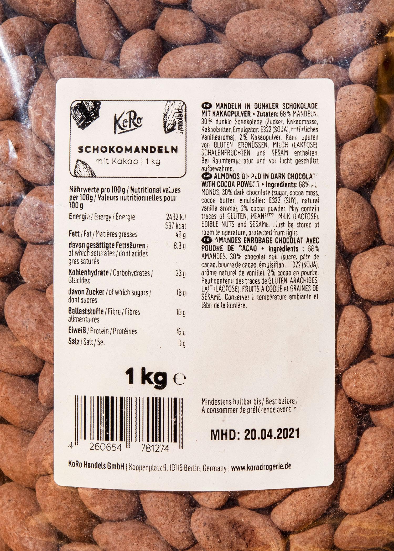 KoRo - Amandes enrobées au chocolat et au cacao 1 kg