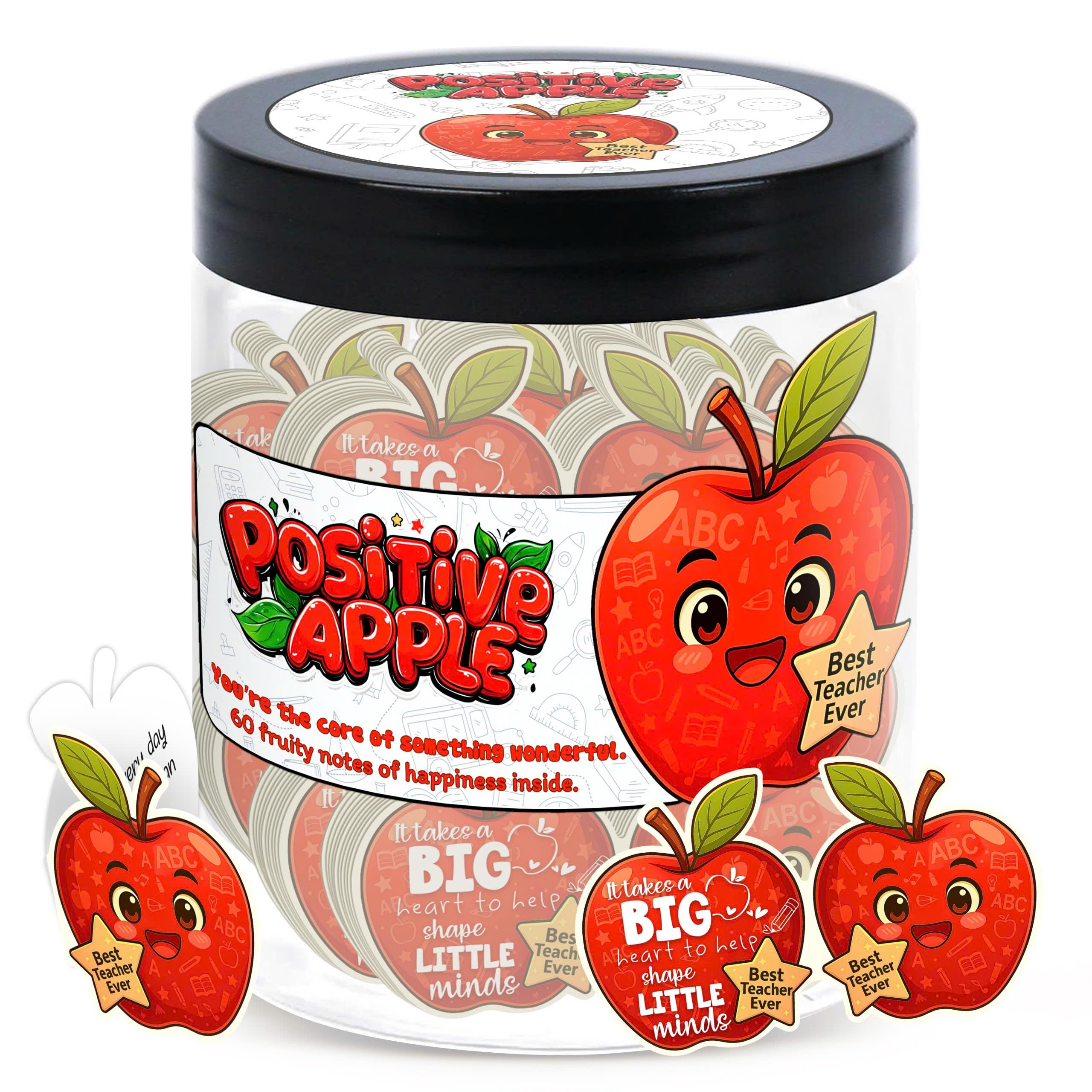 DEARMINE Positive Apple Jar with 60 Daily Affirmation Cards, Emotional Support Apple Gift, Apple Cards, Funny Gifts for Women and Men (Pack of 1) - main product image